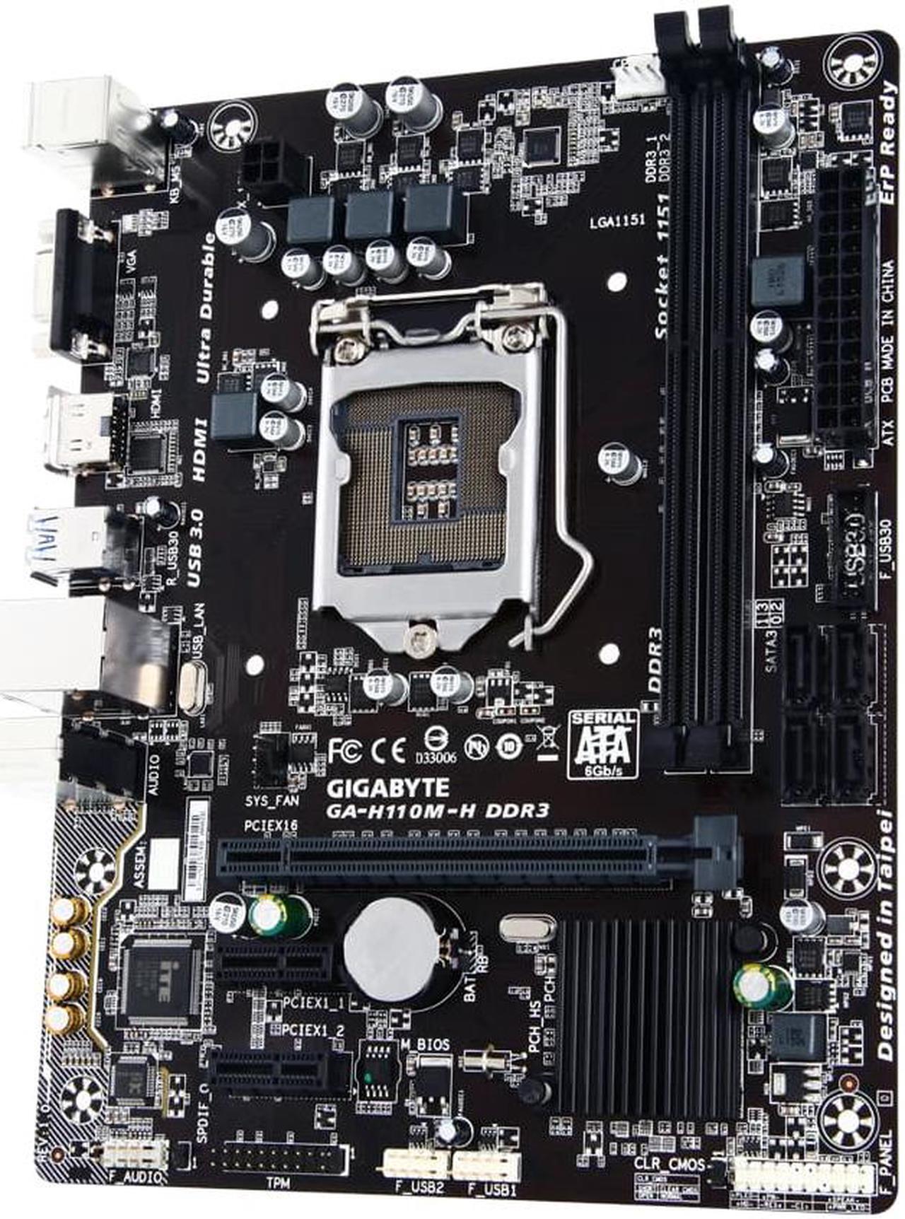 Alt view image 3 of 11 - GIGABYTE GA-H110M-H LGA 1151 Intel H110 HDMI SATA 6Gb/s USB 3.0 Micro ATX Intel Motherboard