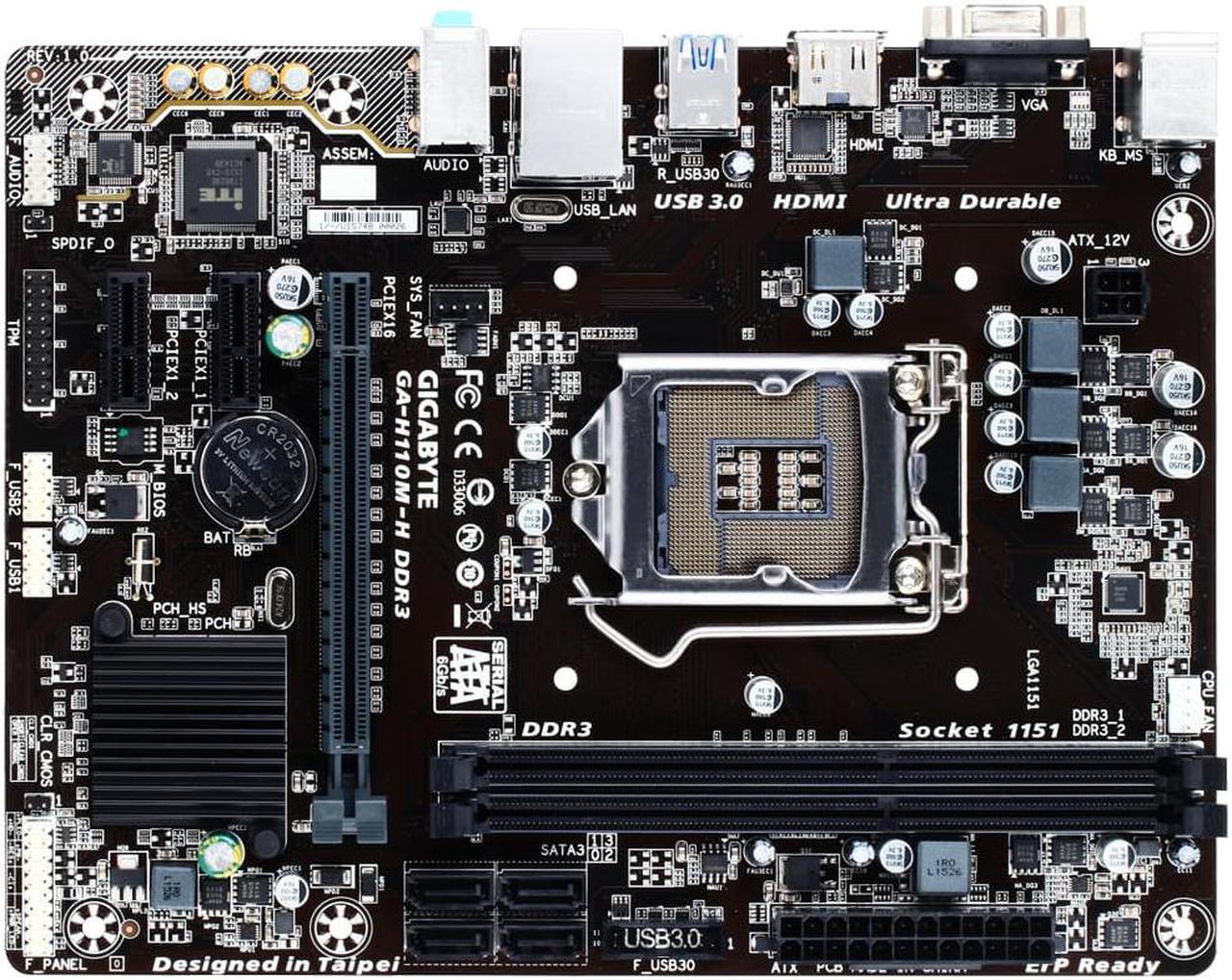 Alt view image 2 of 11 - GIGABYTE GA-H110M-H LGA 1151 Intel H110 HDMI SATA 6Gb/s USB 3.0 Micro ATX Intel Motherboard