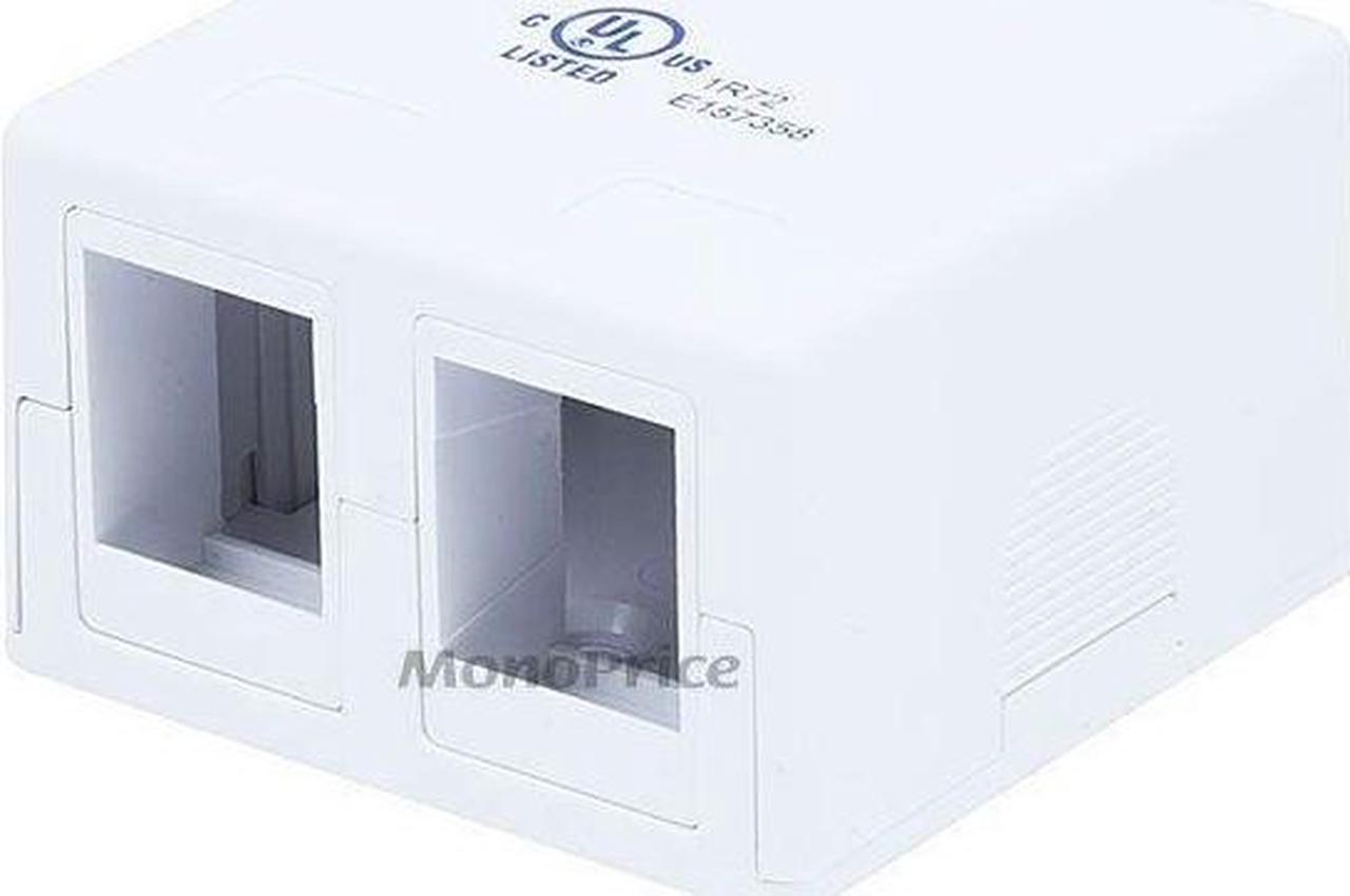 Monoprice 2-port Keystone Surface Mount Box - White