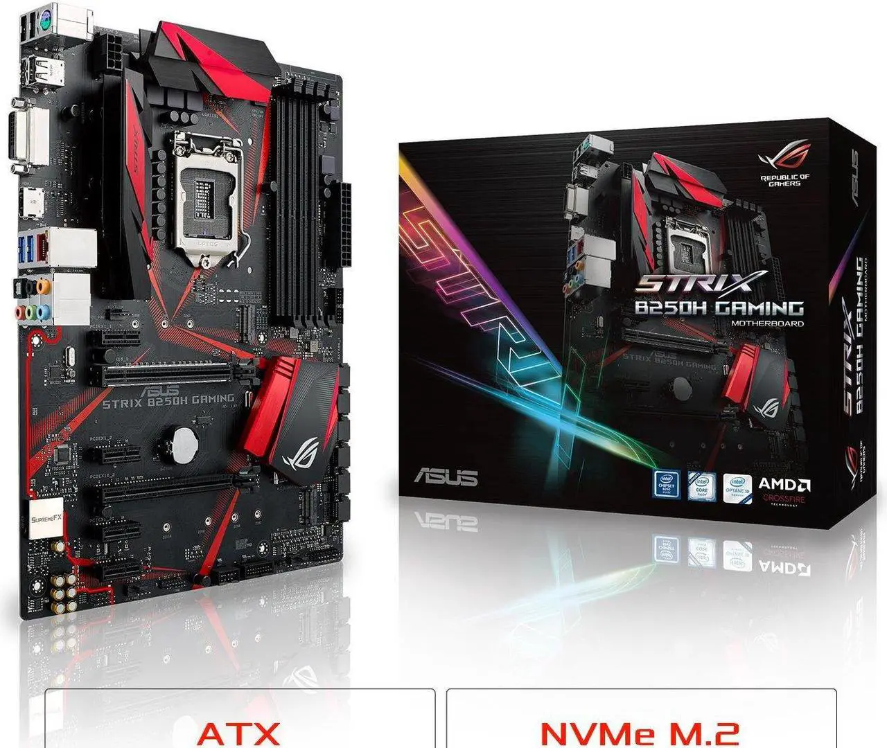 Alt view image 8 of 12 - ASUS ROG STRIX B250H GAMING LGA1151 DDR4 HDMI DVI M.2 B250 ATX Motherboard with USB 3.1