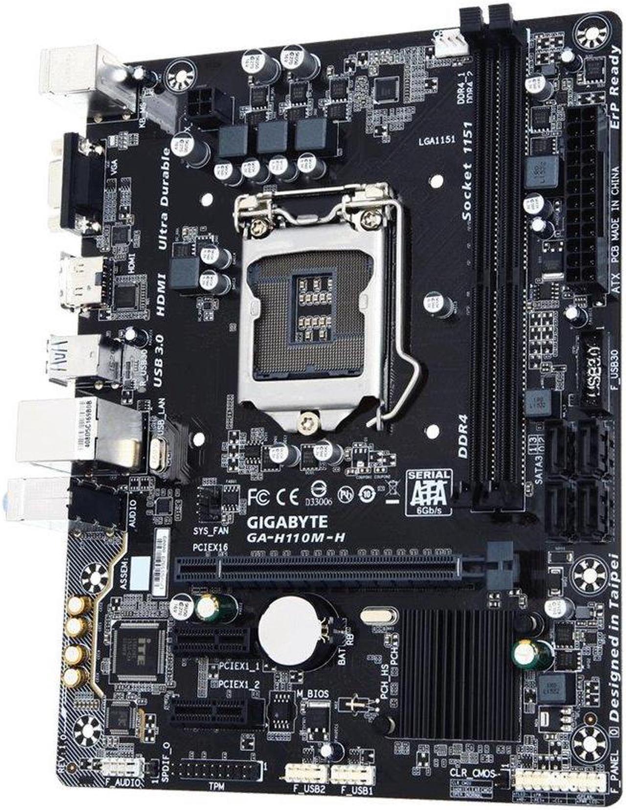 Alt view image 6 of 11 - GIGABYTE GA-H110M-H LGA 1151 Intel H110 HDMI SATA 6Gb/s USB 3.0 Micro ATX Intel Motherboard