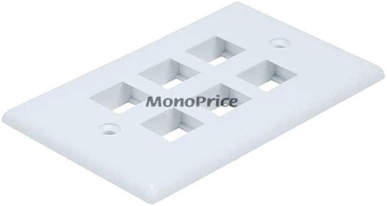 Monoprice 6-Hole 1-Gang Keystone Wall Plate - White