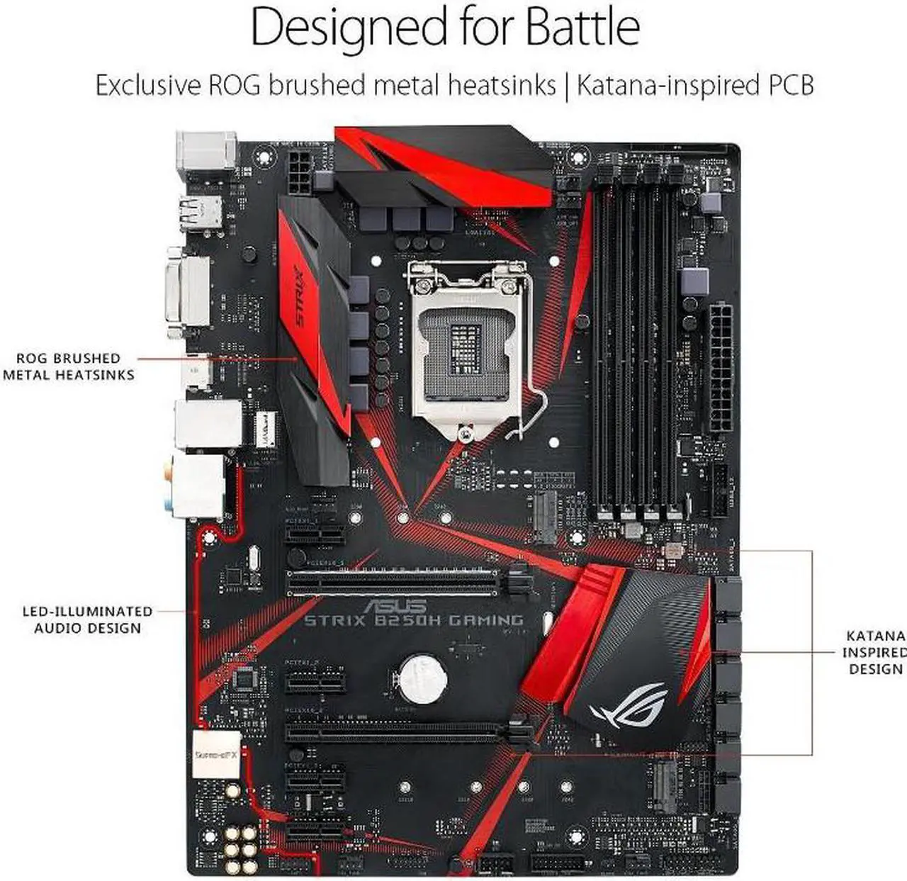 Alt view image 9 of 12 - ASUS ROG STRIX B250H GAMING LGA1151 DDR4 HDMI DVI M.2 B250 ATX Motherboard with USB 3.1