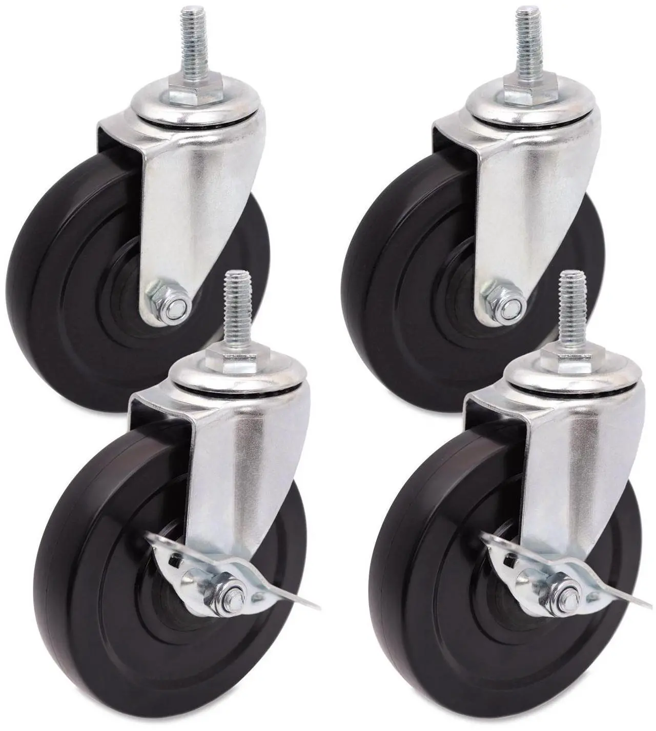 Alt view image 2 of 18 - Alera SW690004 Optional Casters for Wire Shelving, 200 lbs/Caster, Gray/Black, 4/Set