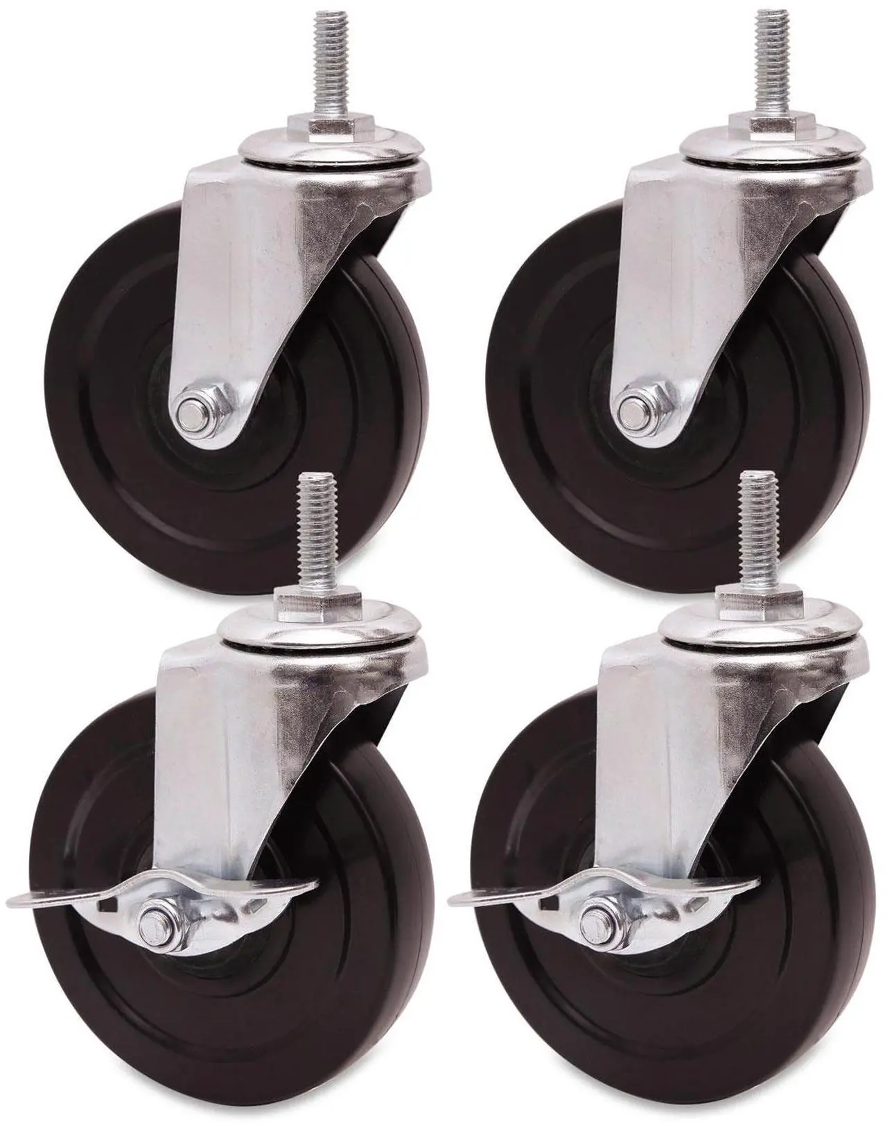 Alt view image 8 of 18 - Alera SW690004 Optional Casters for Wire Shelving, 200 lbs/Caster, Gray/Black, 4/Set