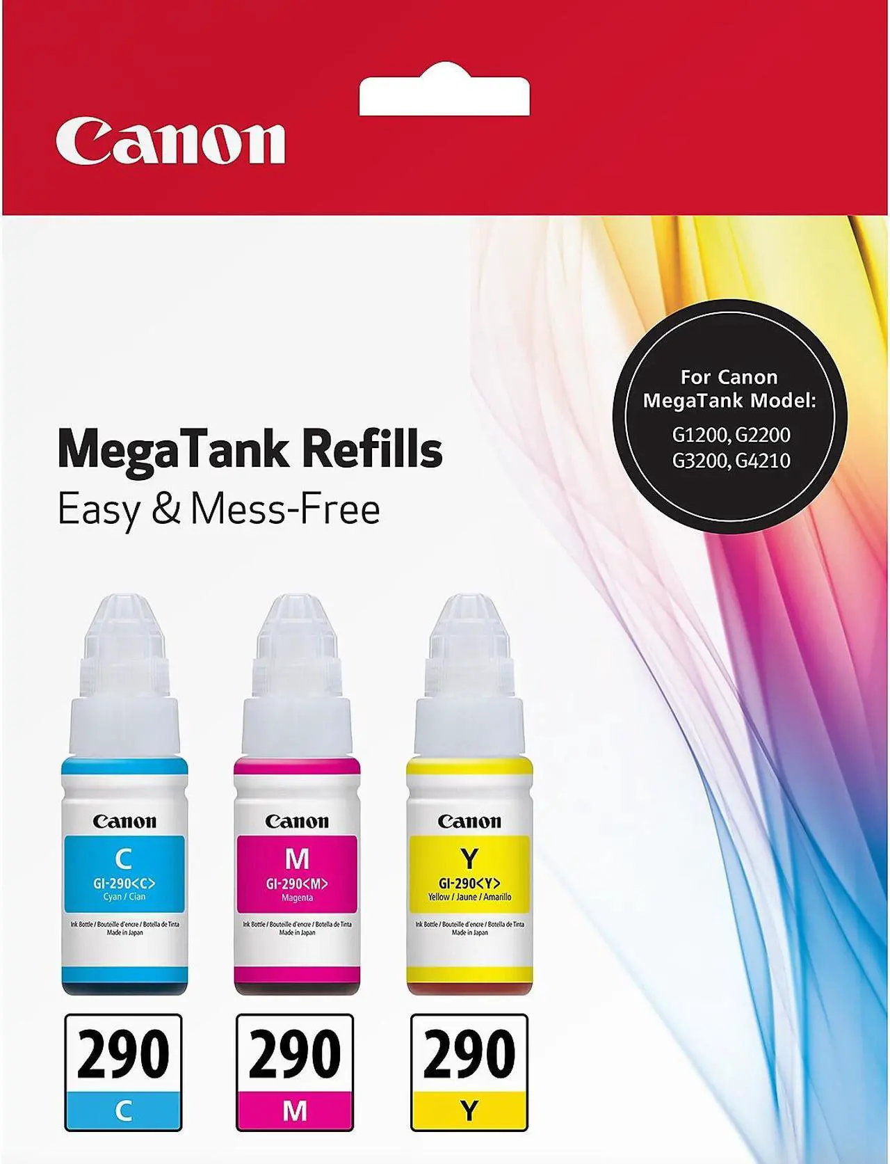 Alt view image 4 of 6 - Canon GI-290 Cyan/Magenta/Yellow Ink Bottle Value Pack #1596C005