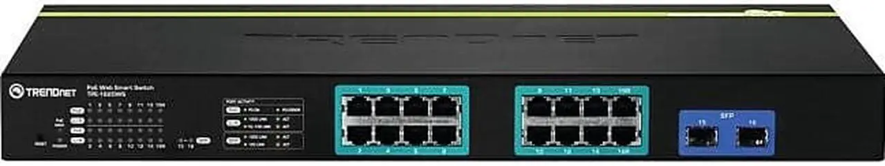 Alt view image 13 of 20 - TRENDnet 20-Port Gigabit PoE+ Web Smart PoE+ Switch, 16 x Gigabit PoE+ Ports, 4 x Shared Gigabit Ports, Up To 30W Per Port, 185W Total Power Budget, Rack Mountable, Black, TPE-1620WS