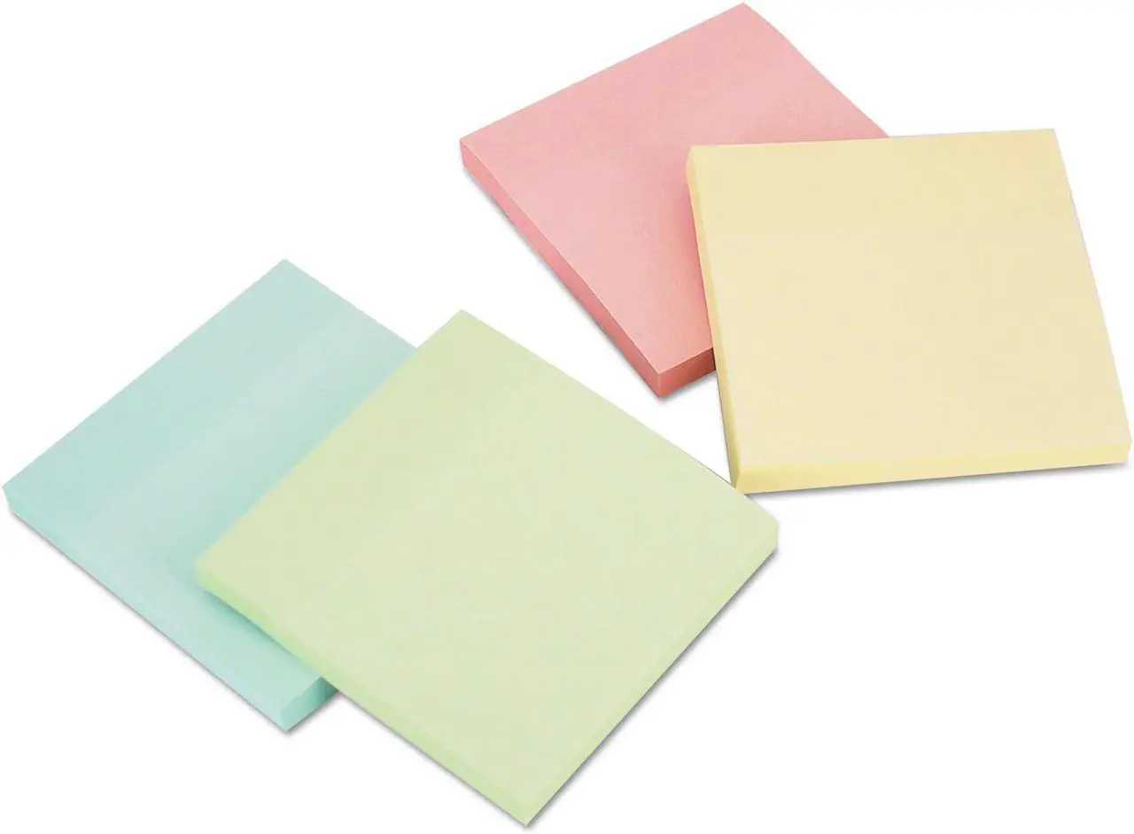 Alt view image 18 of 20 - Universal Self-Stick Note Pads, 3" x 3", Pastel, 90-Sheet, 24/Pack