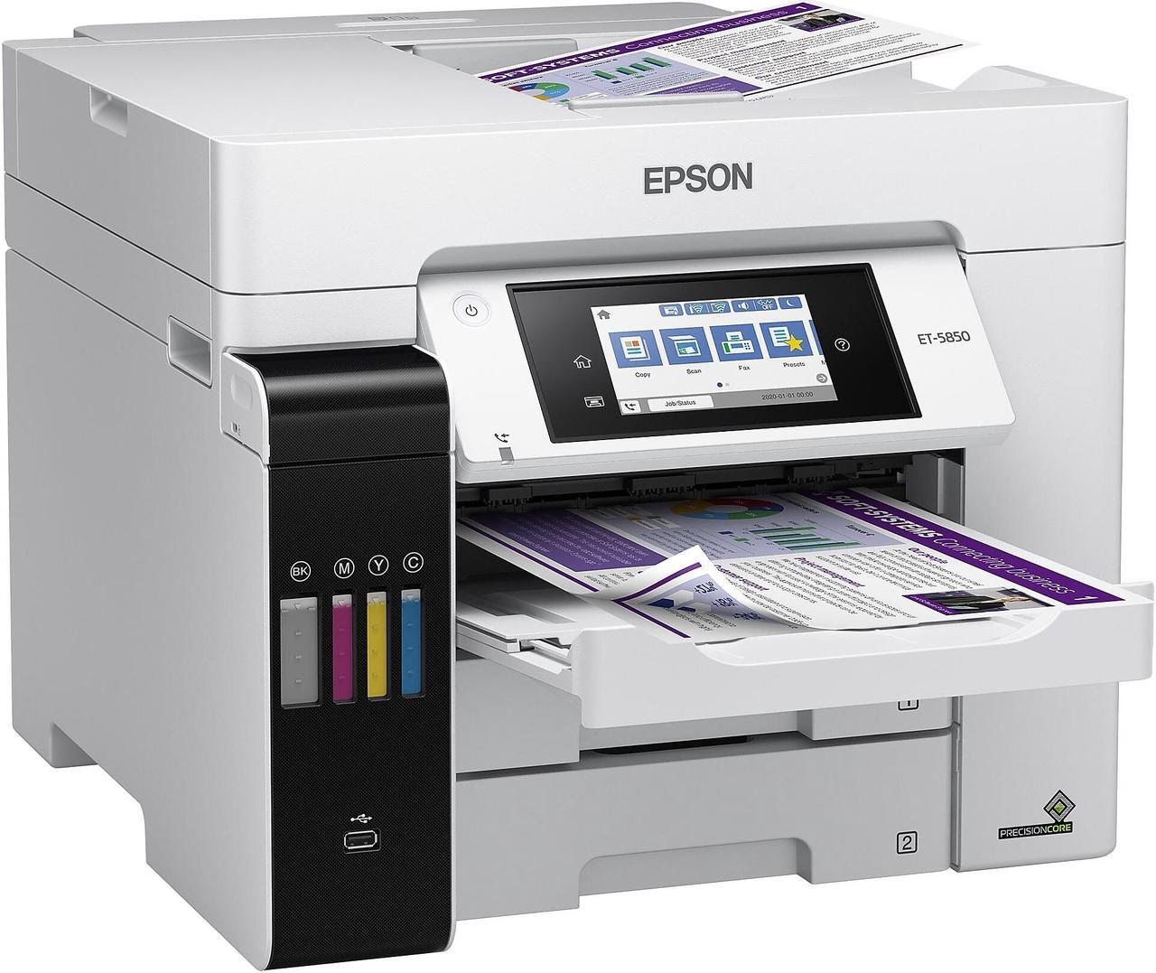 Alt view image 3 of 8 - Epson EcoTank® Pro ET-5850 All-in-One Cartridge-Free Business Supertank Printer