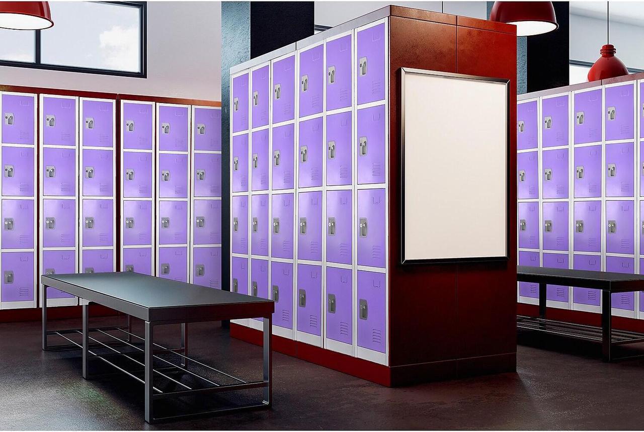 Alt view image 6 of 8 - AdirOffice 72"" D 4-Compartment Steel Tier Key Lock Purple Storage Locker