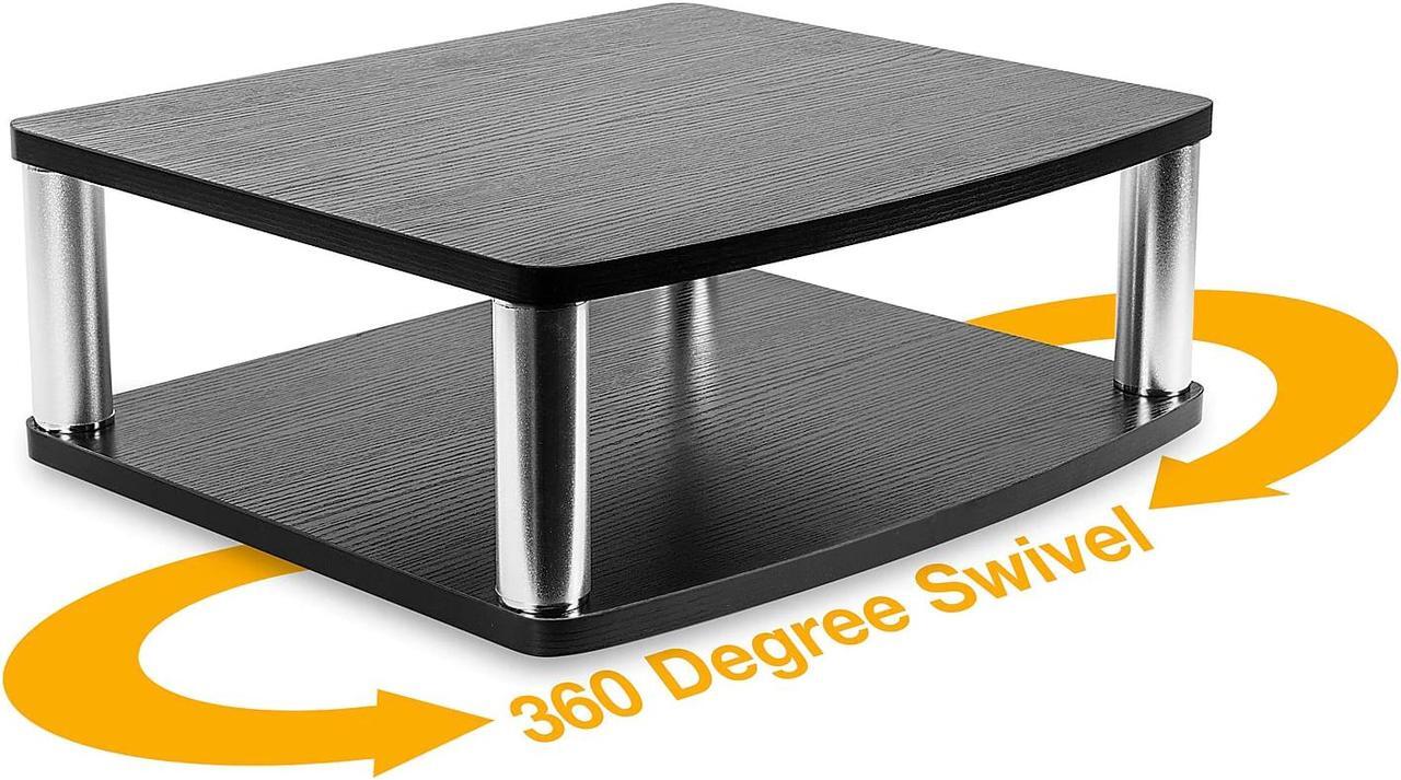 Alt view image 3 of 9 - mountit! turntable stand for tv / monitor, 2 tier rotating dvd platform swivel base 32, 37, 40, and 42" tvs, black