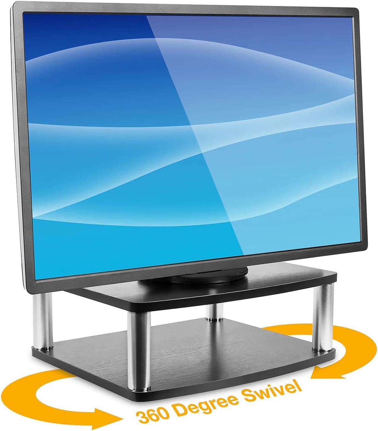 Alt view image 4 of 9 - mountit! turntable stand for tv / monitor, 2 tier rotating dvd platform swivel base 32, 37, 40, and 42" tvs, black