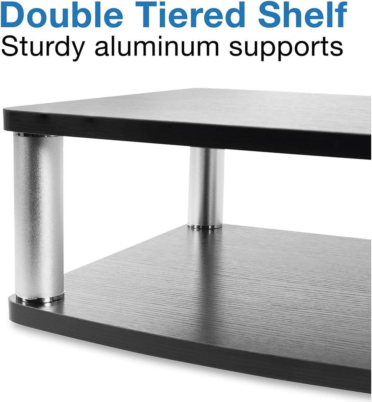 Alt view image 5 of 9 - mountit! turntable stand for tv / monitor, 2 tier rotating dvd platform swivel base 32, 37, 40, and 42" tvs, black