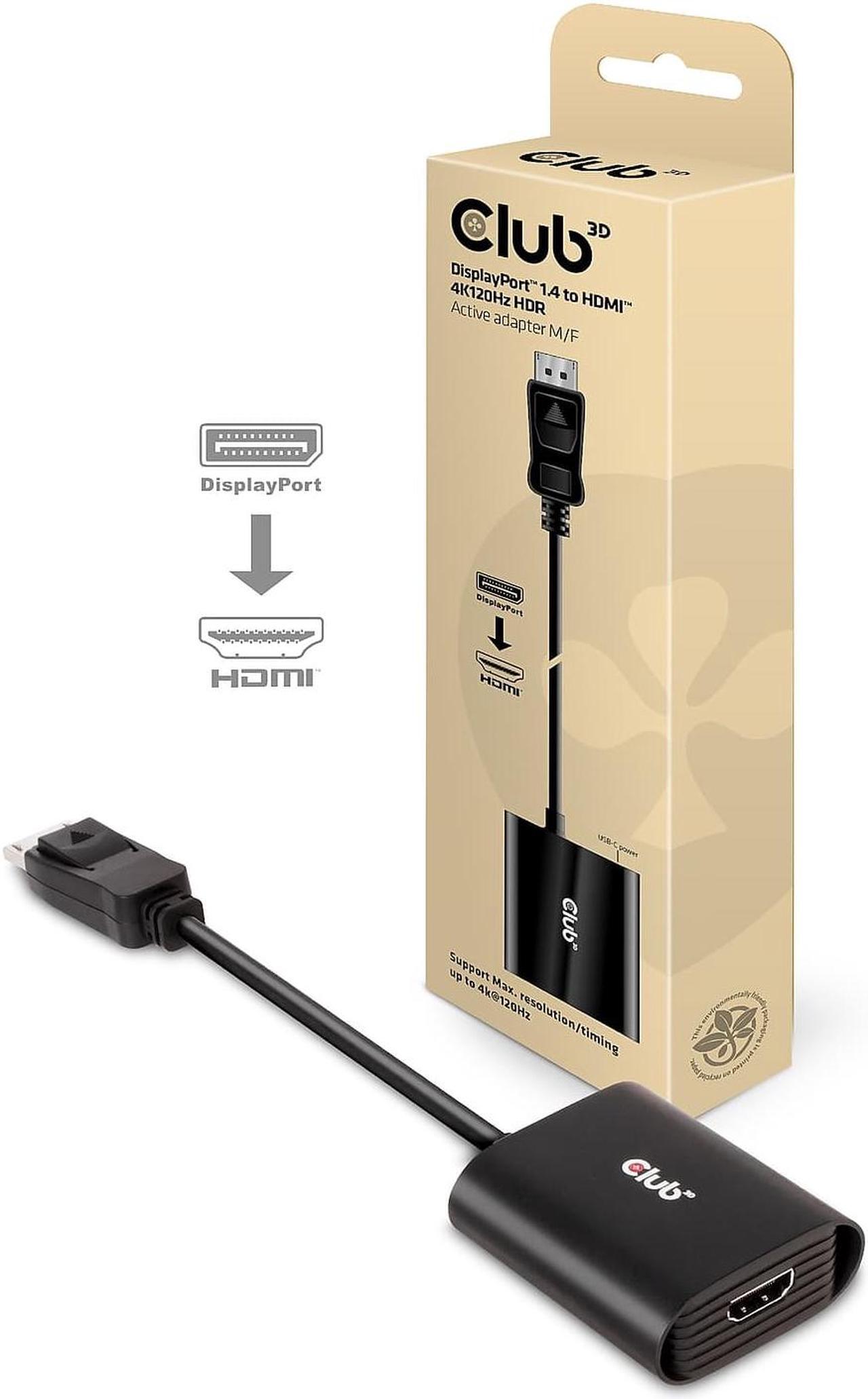 Alt view image 9 of 14 - Club3D CAC-1085 DisplayPort 1.4 to HDMI 4K120Hz HDR Active Adapter M/F
