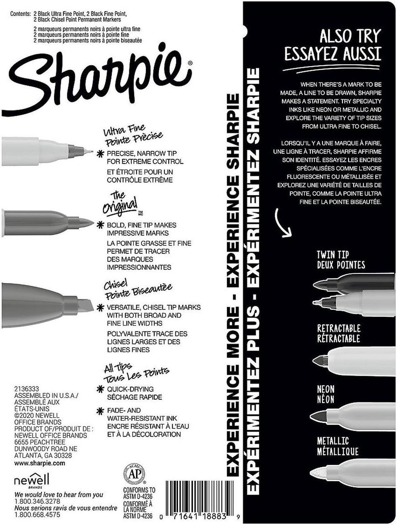Alt view image 4 of 4 - Sharpie Variety Pack Permanent Markers Assorted Tips Black 6/Pack (2135318)