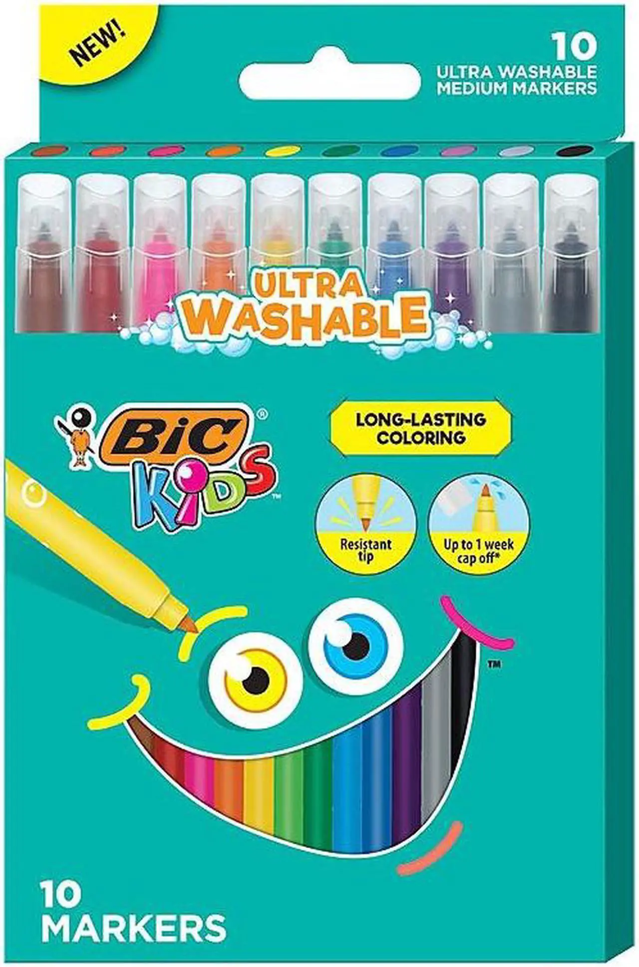 Alt view image 14 of 20 - BIC Kids Ultra Washable Markers, Medium Bullet Tip, Assorted Colors, 10/Pack