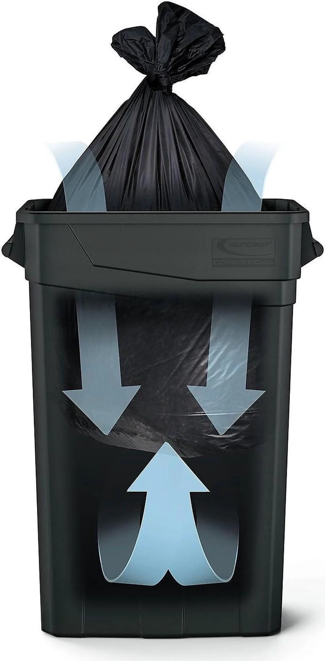 Alt view image 6 of 9 - Suncast Commercial TCNH2030BK Narrow Trash Can With Handles, 30.00" Height x 11.08" Width, 23 gal Capacity, Black