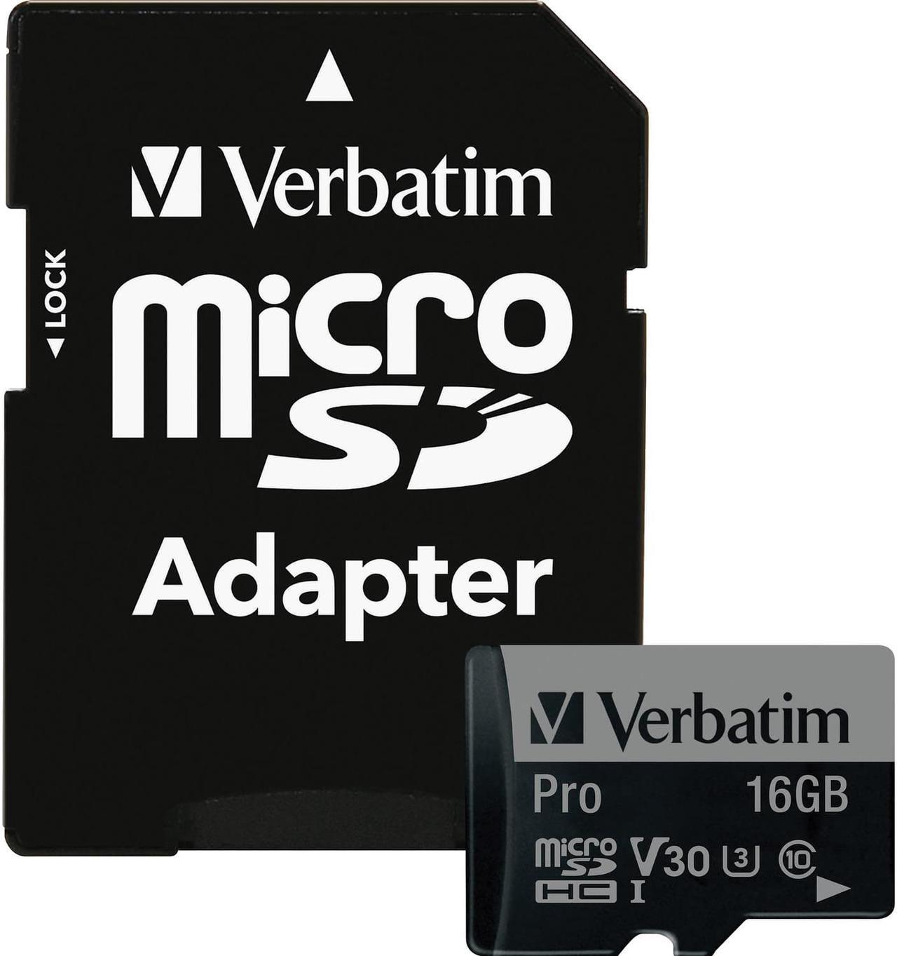 Alt view image 7 of 7 - Verbatim Memory Card microSDHC w/Adapter 16GB BK/GY 47040