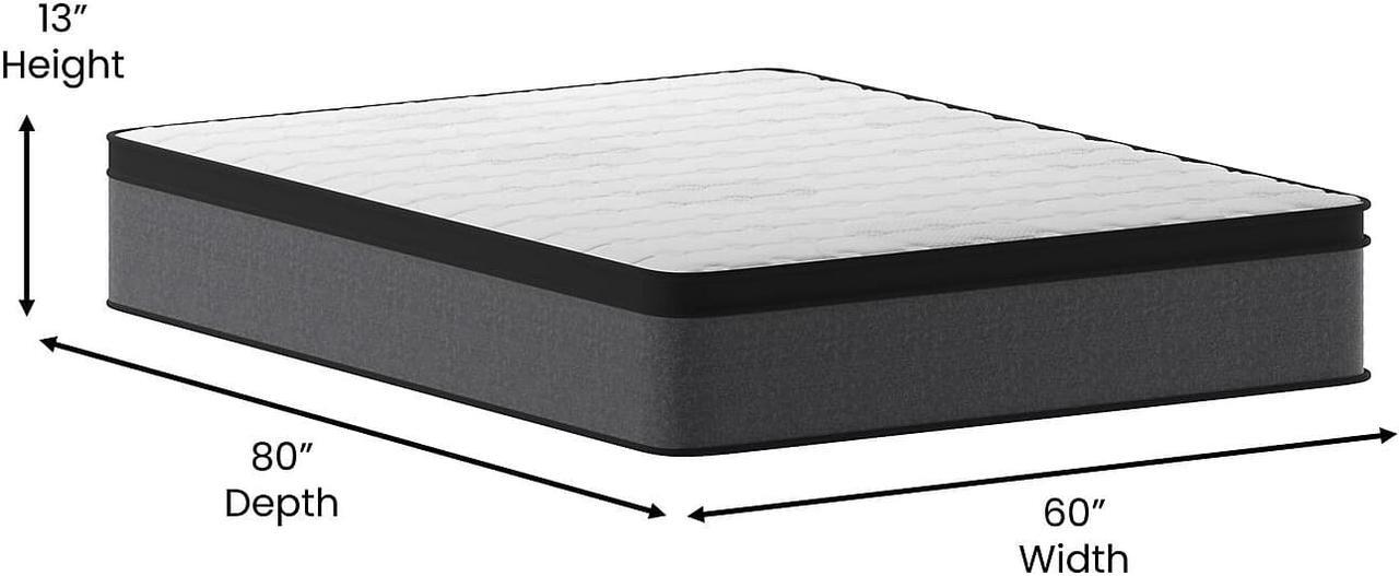Alt view image 9 of 12 - Capri Comfortable Sleep Euro Pillow Top 13 Inch CertiPUR-US Certified Hybrid Pocket Spring Mattress, Supportive Relief, Mattress in a Box, Queen