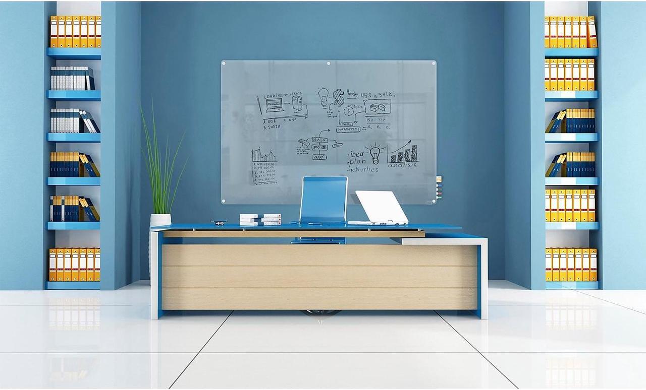 Alt view image 5 of 7 - Ghent Harmony 4'H x 6'W Frosted Glass Whiteboard with Radius Corners (HMYRN46FR)