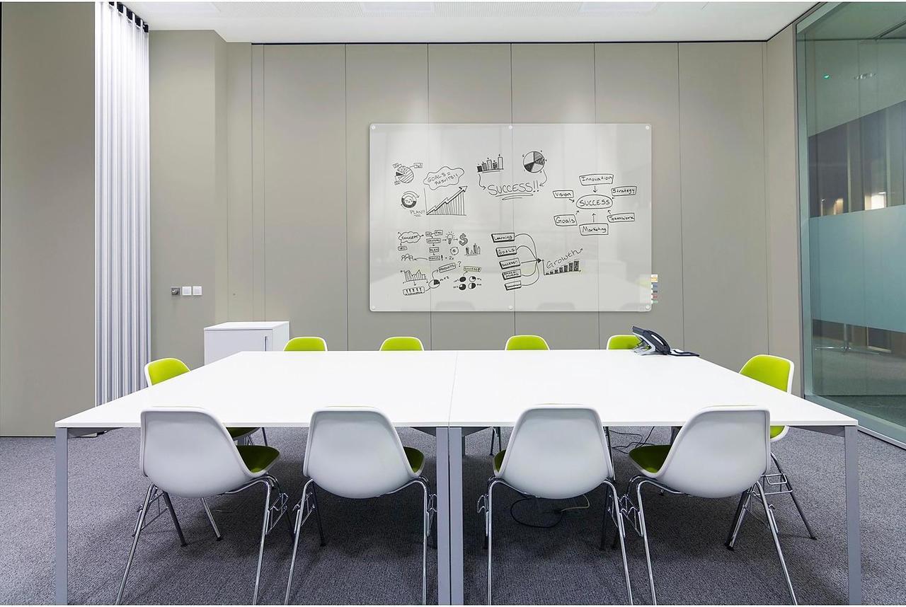 Alt view image 4 of 7 - Ghent Harmony 4'H x 6'W Frosted Glass Whiteboard with Radius Corners (HMYRN46FR)