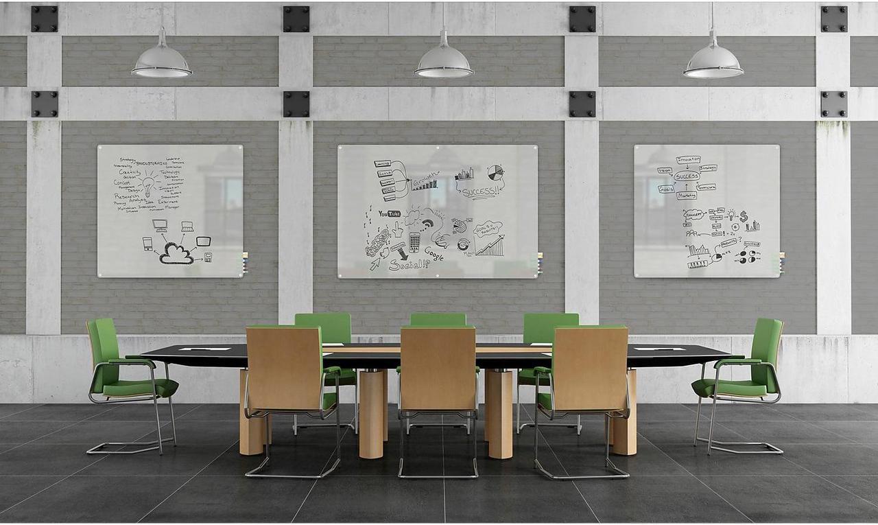 Alt view image 6 of 7 - Ghent Harmony 4'H x 6'W Frosted Glass Whiteboard with Radius Corners (HMYRN46FR)