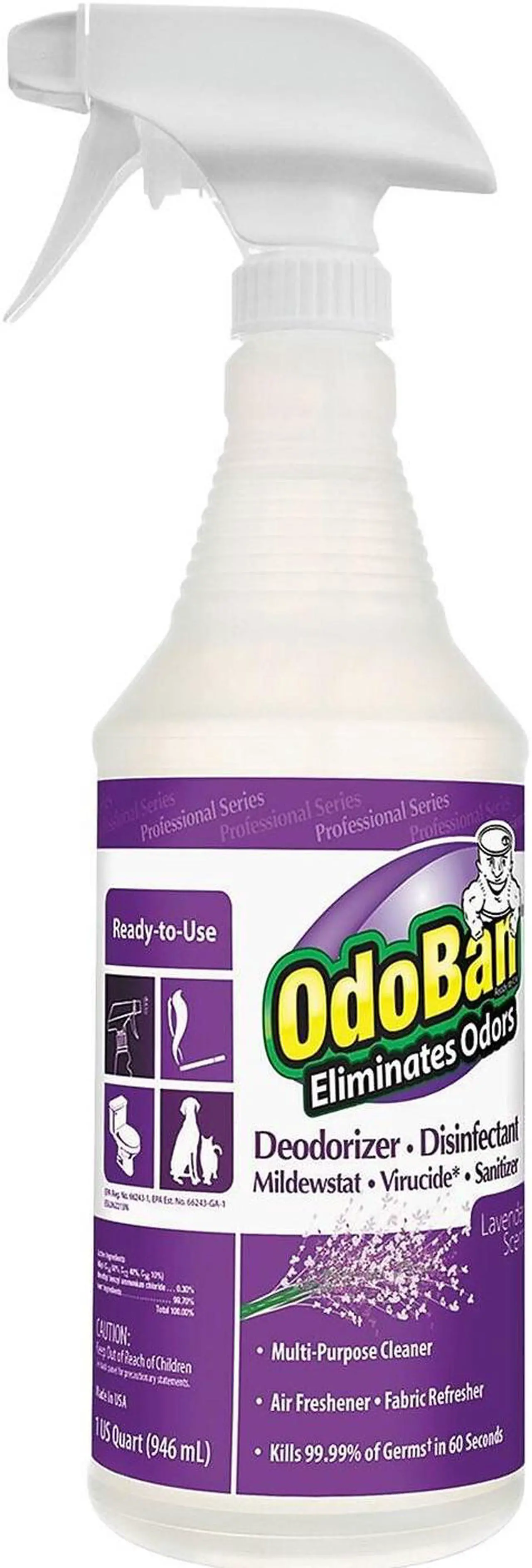 Alt view image 4 of 4 - Odor Eliminator,32 oz.,Lavender,PK12 ODOBAN 910162-QC12