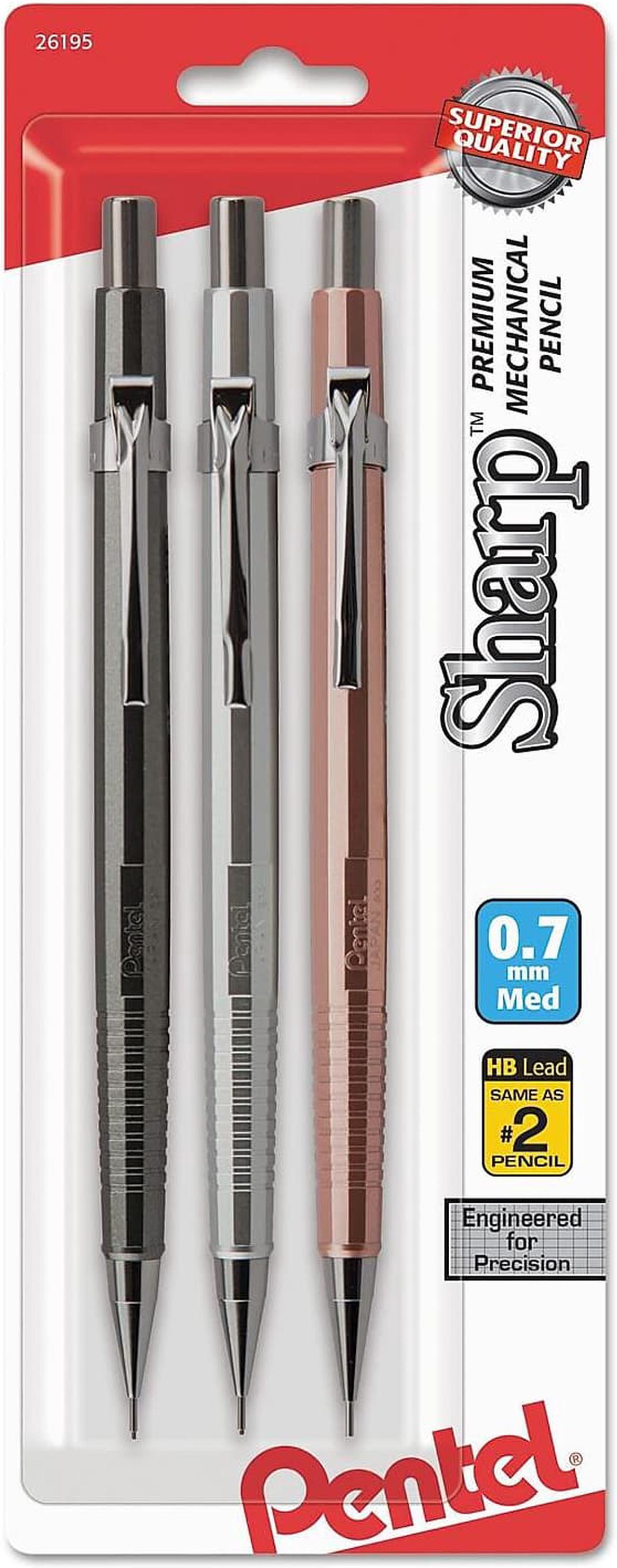 Alt view image 6 of 6 - Pentel P207MBP3M Sharp Mechanical Drafting Pencil, 0.7 Mm, Assorted Barrels, 3/Pack