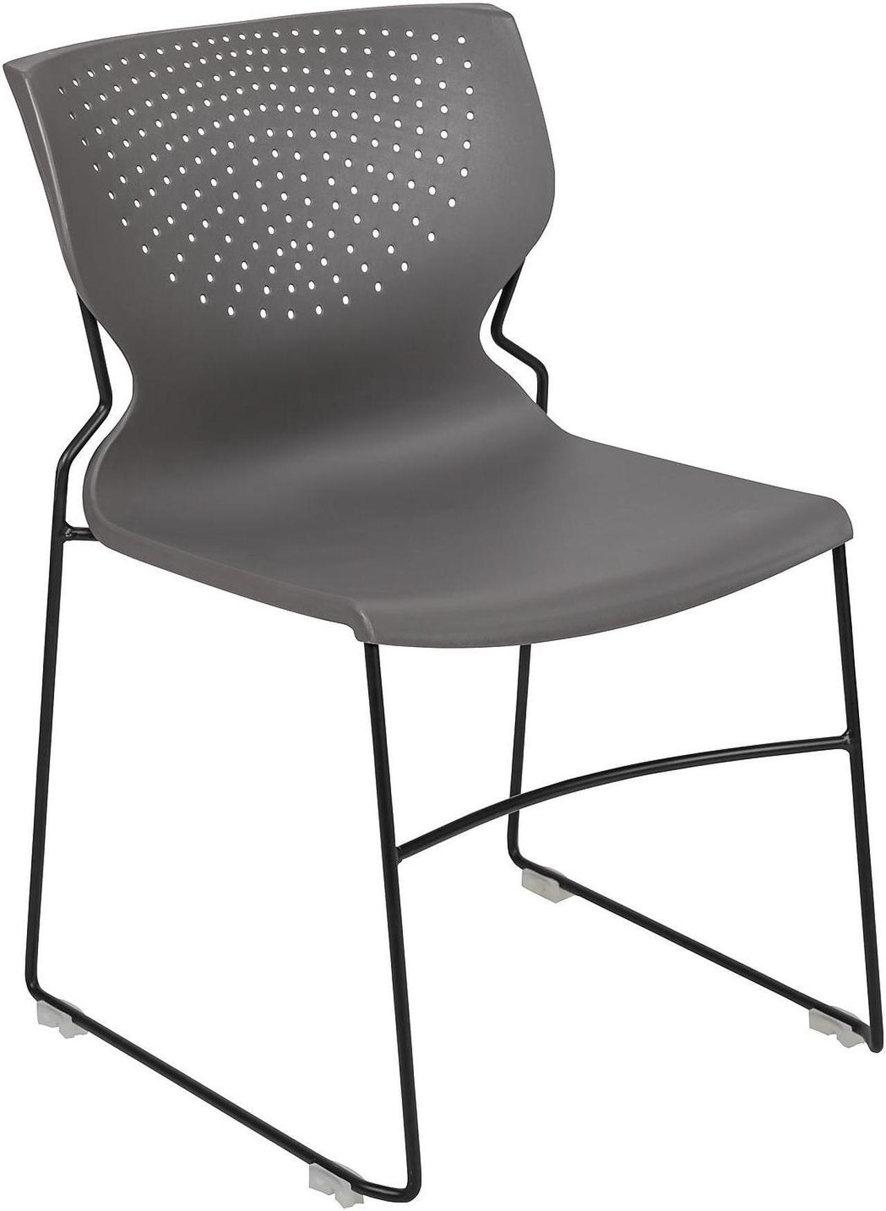 Alt view image 12 of 14 - 5 Pk. HERCULES Series 440 lb. Capacity Black Ergonomic Shell Stack Chair with Black Frame and 14'' Seat Height