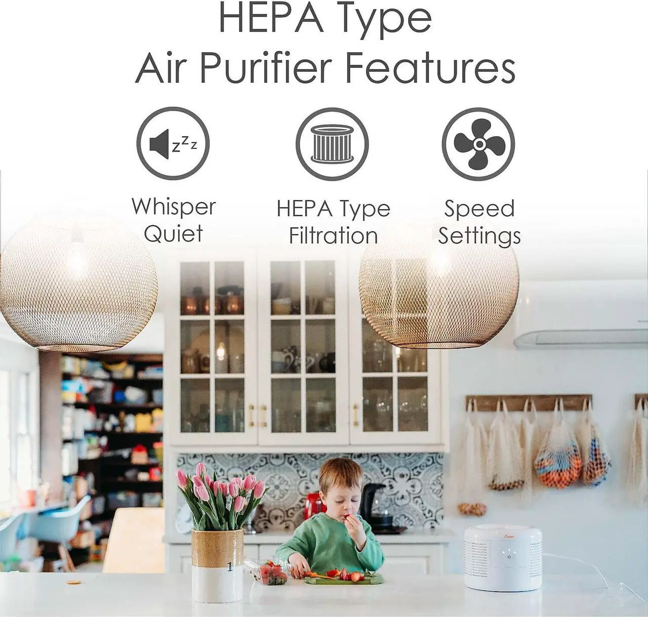 Alt view image 4 of 8 - crane tower air purifier with true hepa filter, standard, white