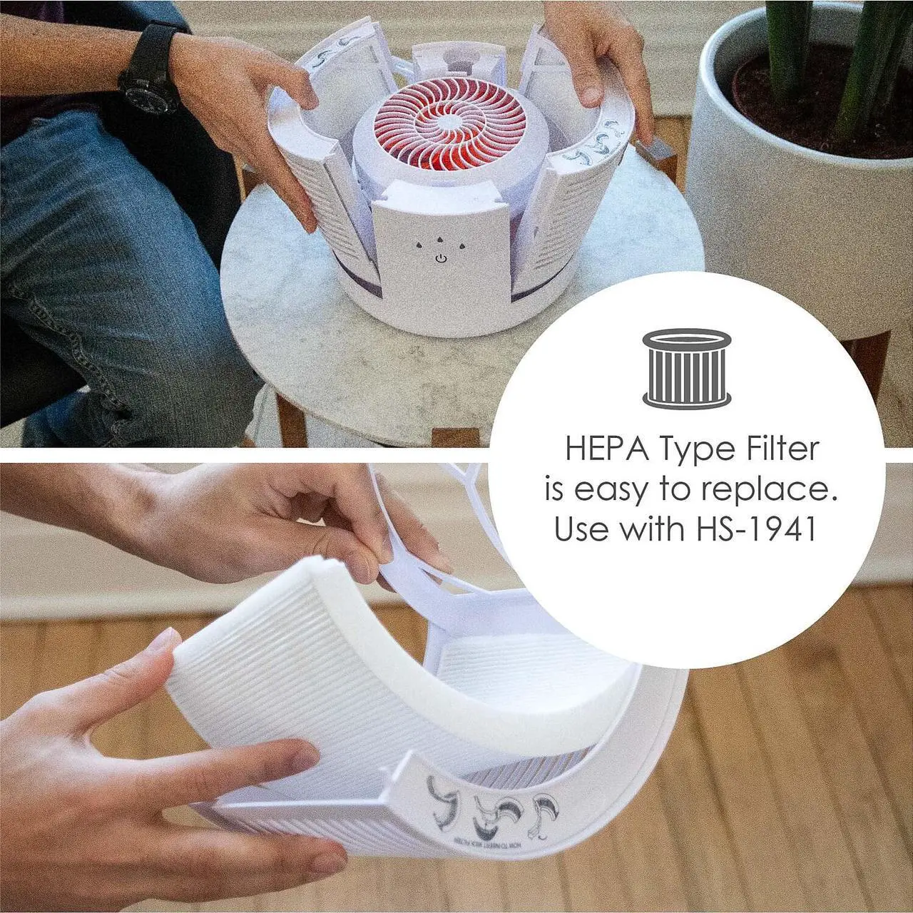 Alt view image 7 of 8 - crane tower air purifier with true hepa filter, standard, white