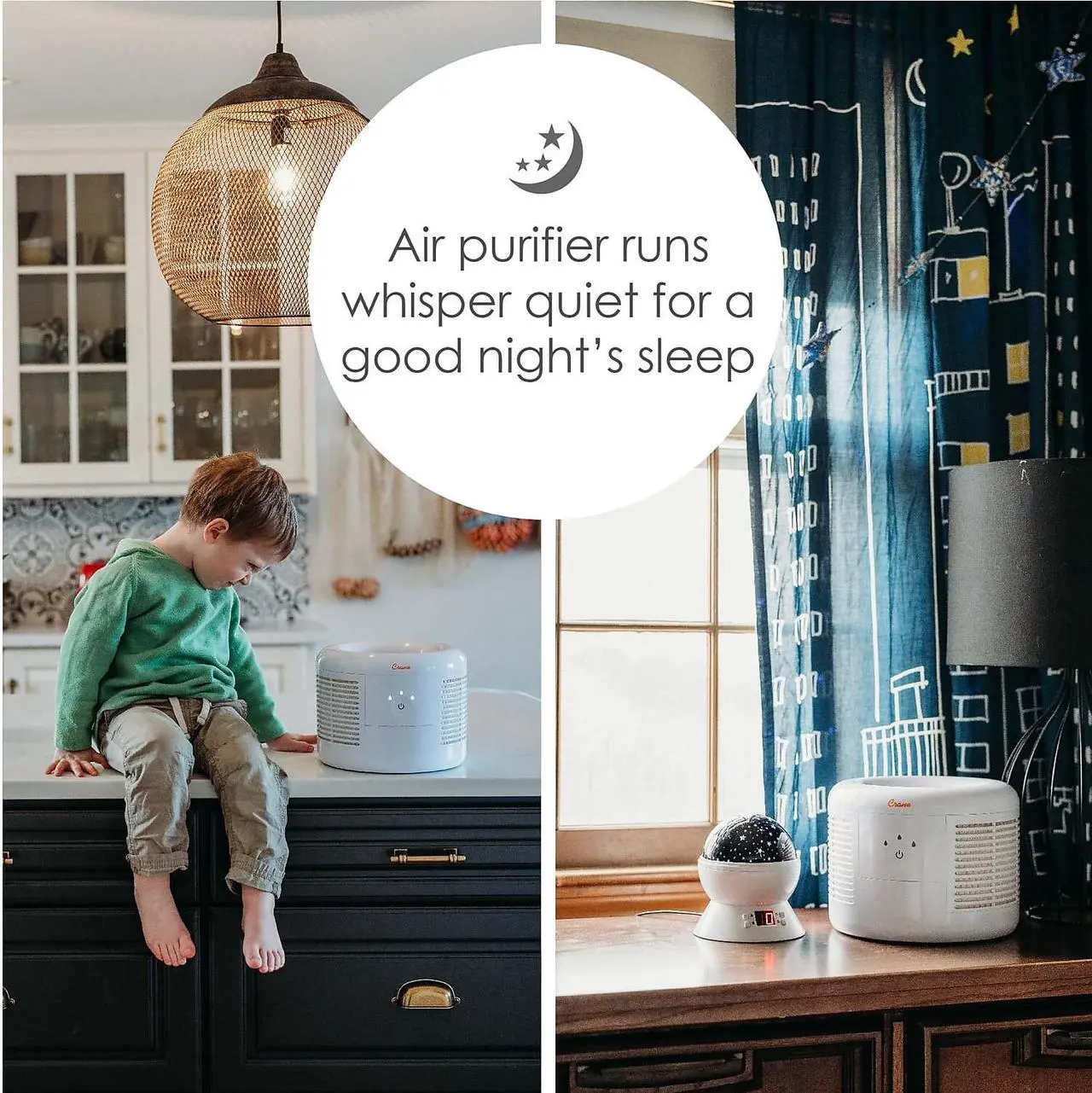 Alt view image 6 of 8 - crane tower air purifier with true hepa filter, standard, white