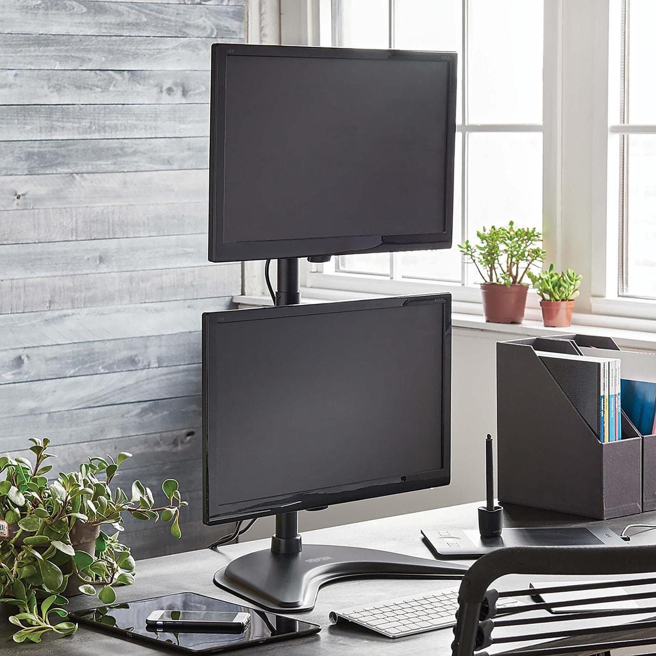 Alt view image 14 of 20 - Tripp Lite Dual Vertical Flat-Screen Desk Stand/Clamp Mount, 15" to 27" Displays