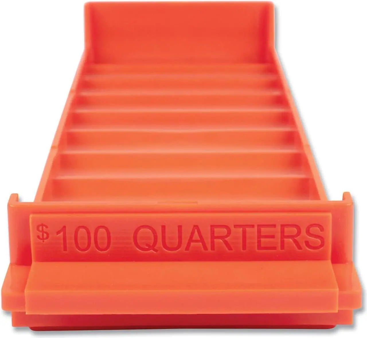 Alt view image 3 of 3 - STACKABLE PLASTIC COIN TRAY, QUARTERS, 3.75 X 11.5 X 1.5, ORANGE, 2/PACK