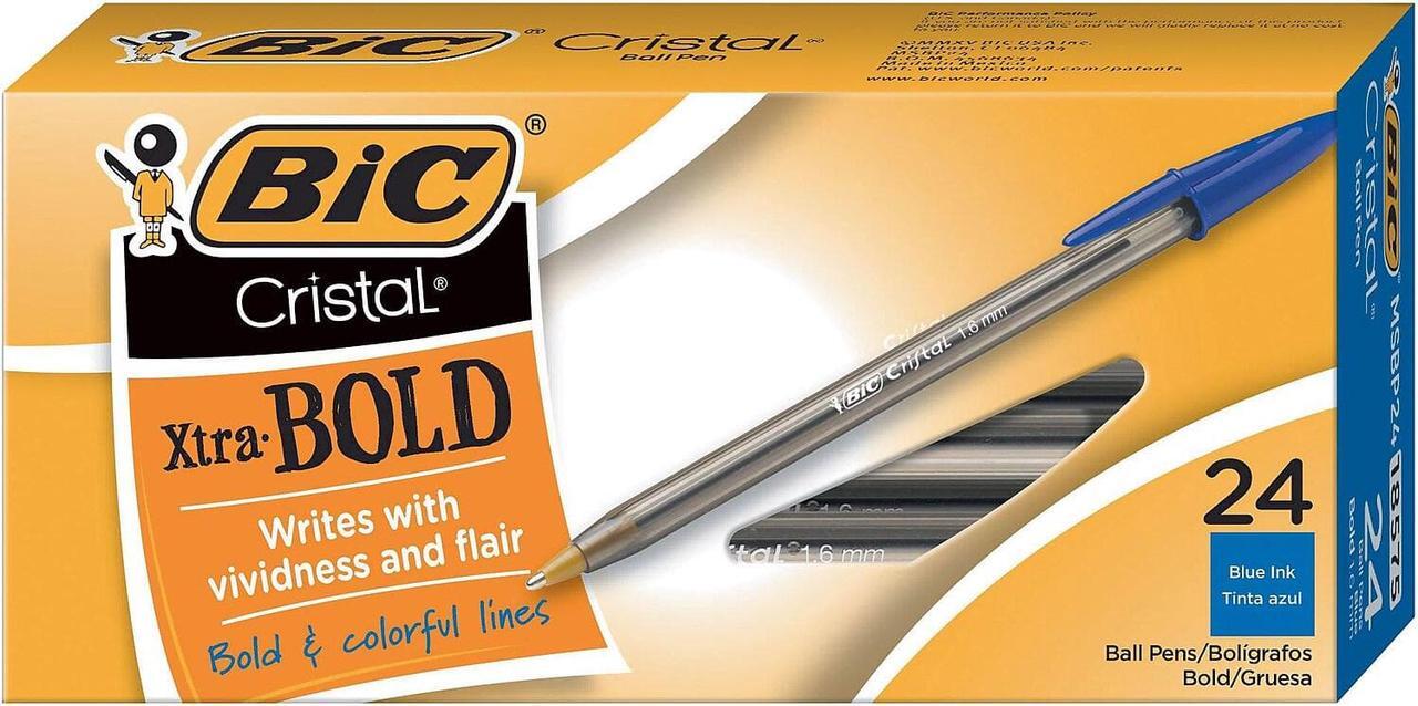 Alt view image 2 of 7 - BIC Cristal Ballpoint Stick Pens Bold Point Blue Ink 897512