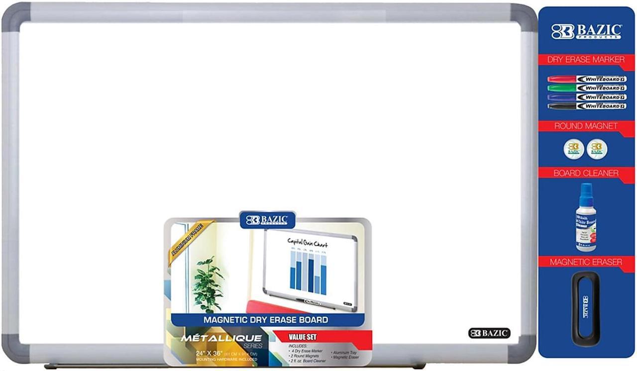 Main image of Bazic Value Pack Magnetic Dry Erase Whiteboard Aluminum Frame  24"" x 36""
