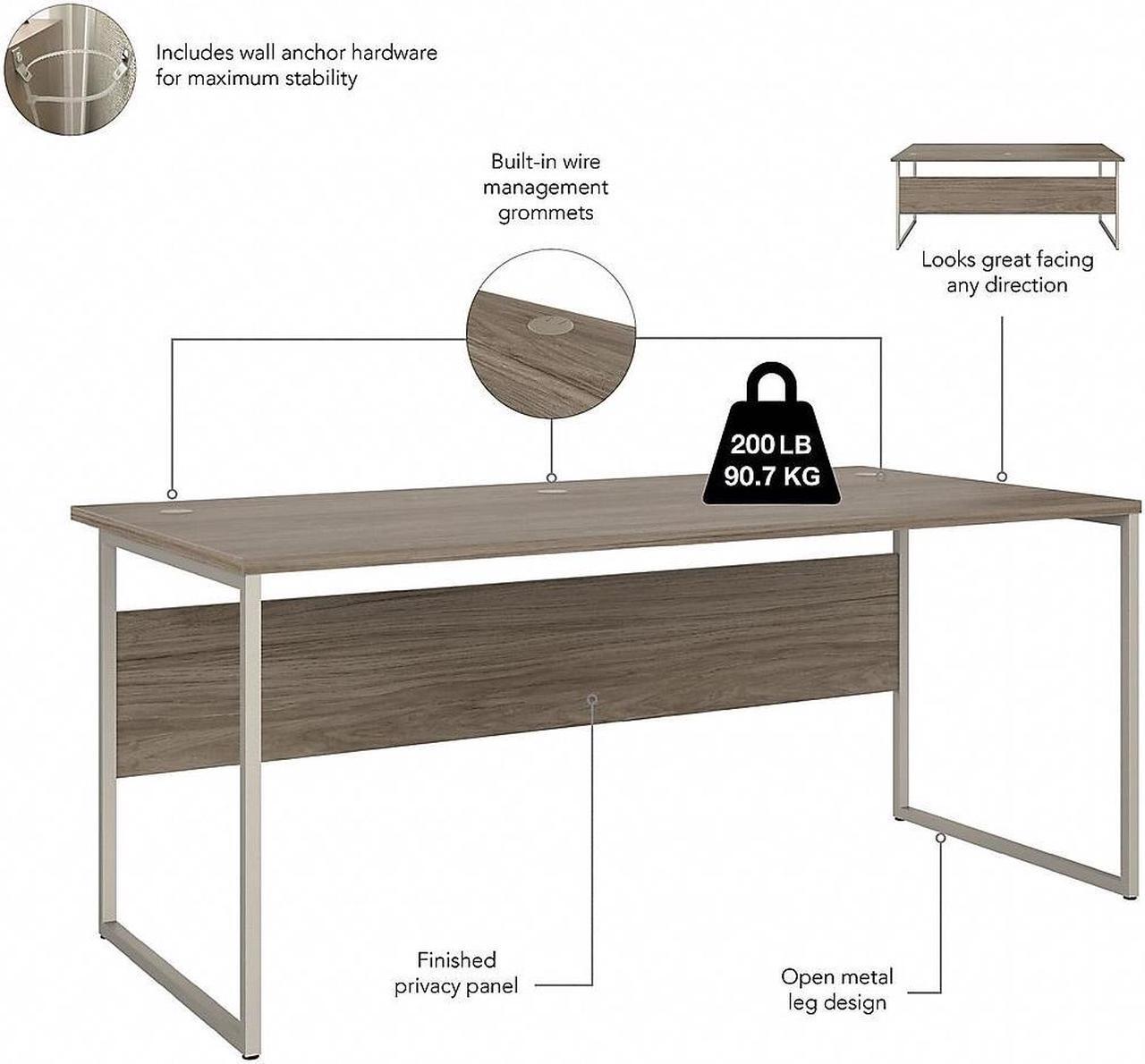 Alt view image 8 of 11 - Bush Business Furniture Hybrid 72W x 36D Computer Table Desk with Metal Legs