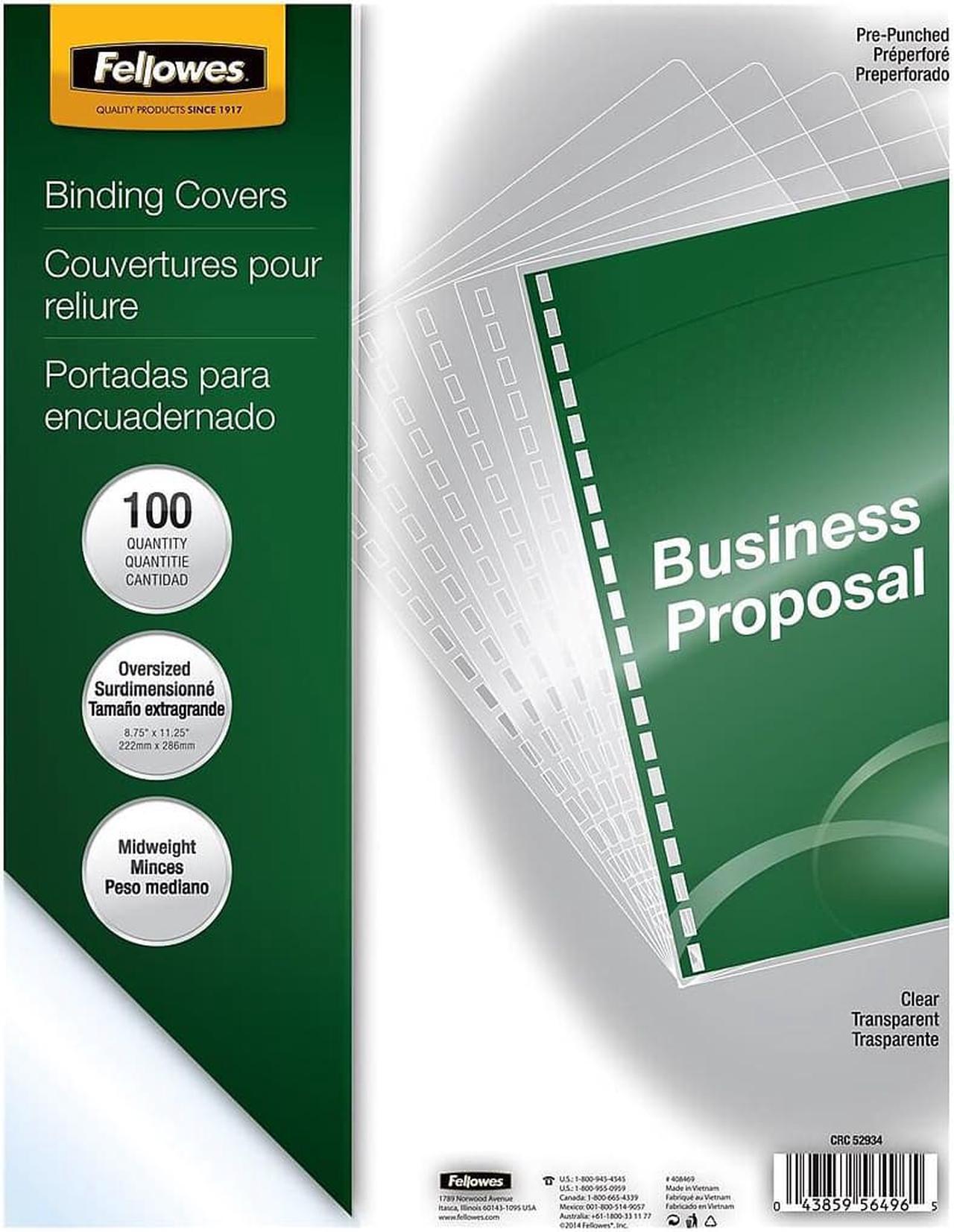 Alt view image 6 of 20 - Fellowes Crystals Clear Pre-Punched Oversized Binding Covers 100 Pack