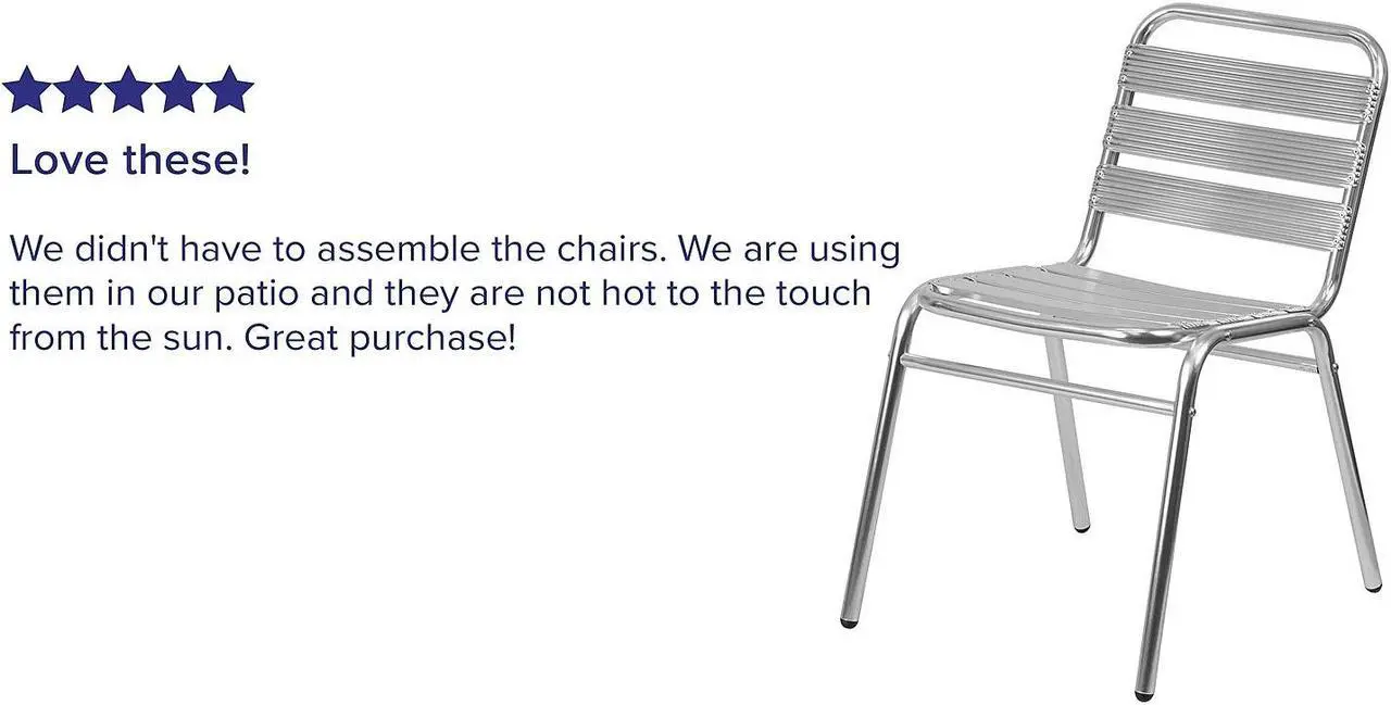 Alt view image 12 of 17 - Flash Furniture 4 Pack Commercial Aluminum Indoor-Outdoor Restaurant Stack Chair with Triple Slat Back