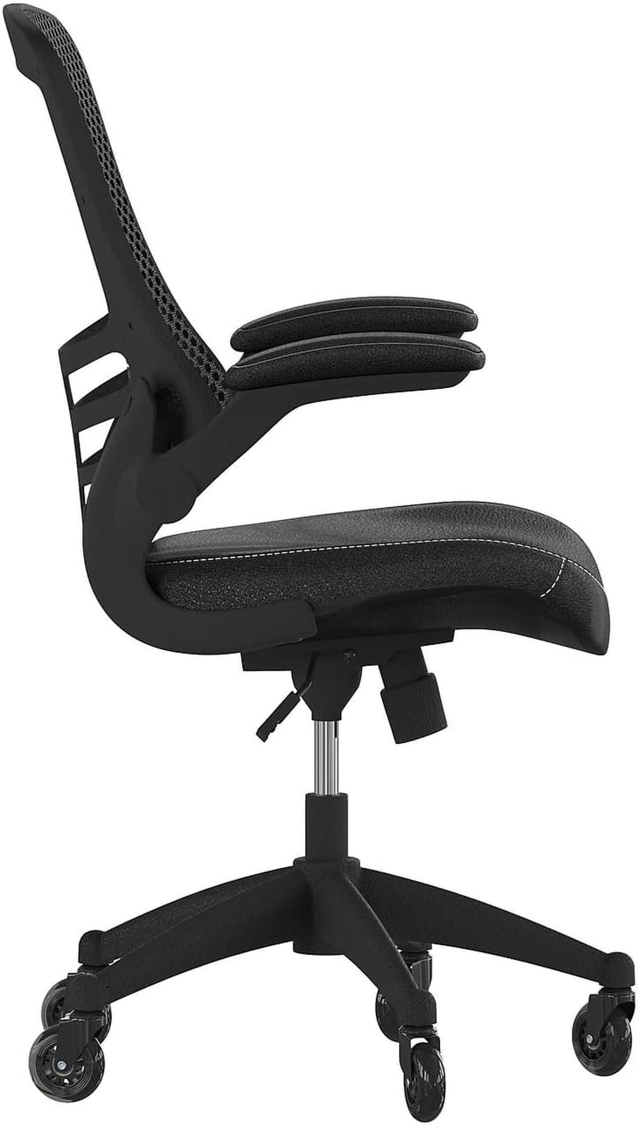 Alt view image 5 of 11 - Flash Furniture Kelista Ergonomic LeatherSoft/Mesh Swivel Mid-Back Task Office Chair Black (BLX5MLEARLB)