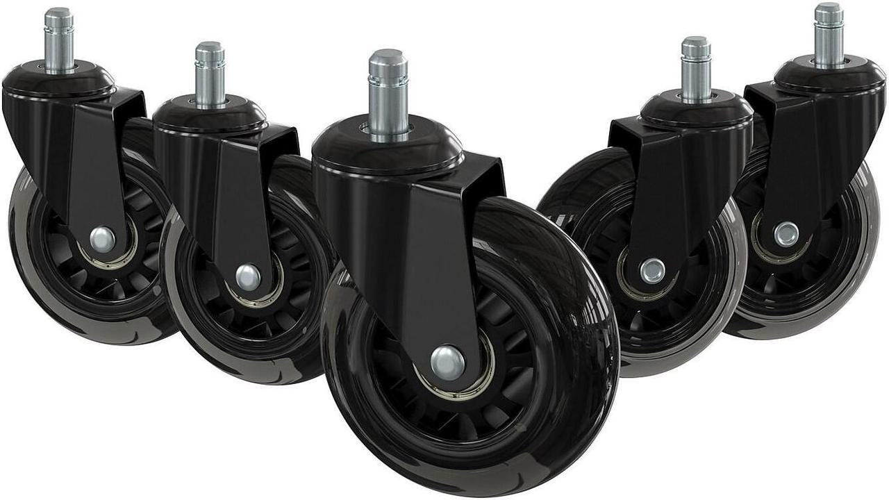 Alt view image 7 of 15 - Transparent Polyurethane Replacement Rollerblade Casters for Office Chairs - Rollerblade Wheels - Hardwood Floors & Carpet, Set of 5