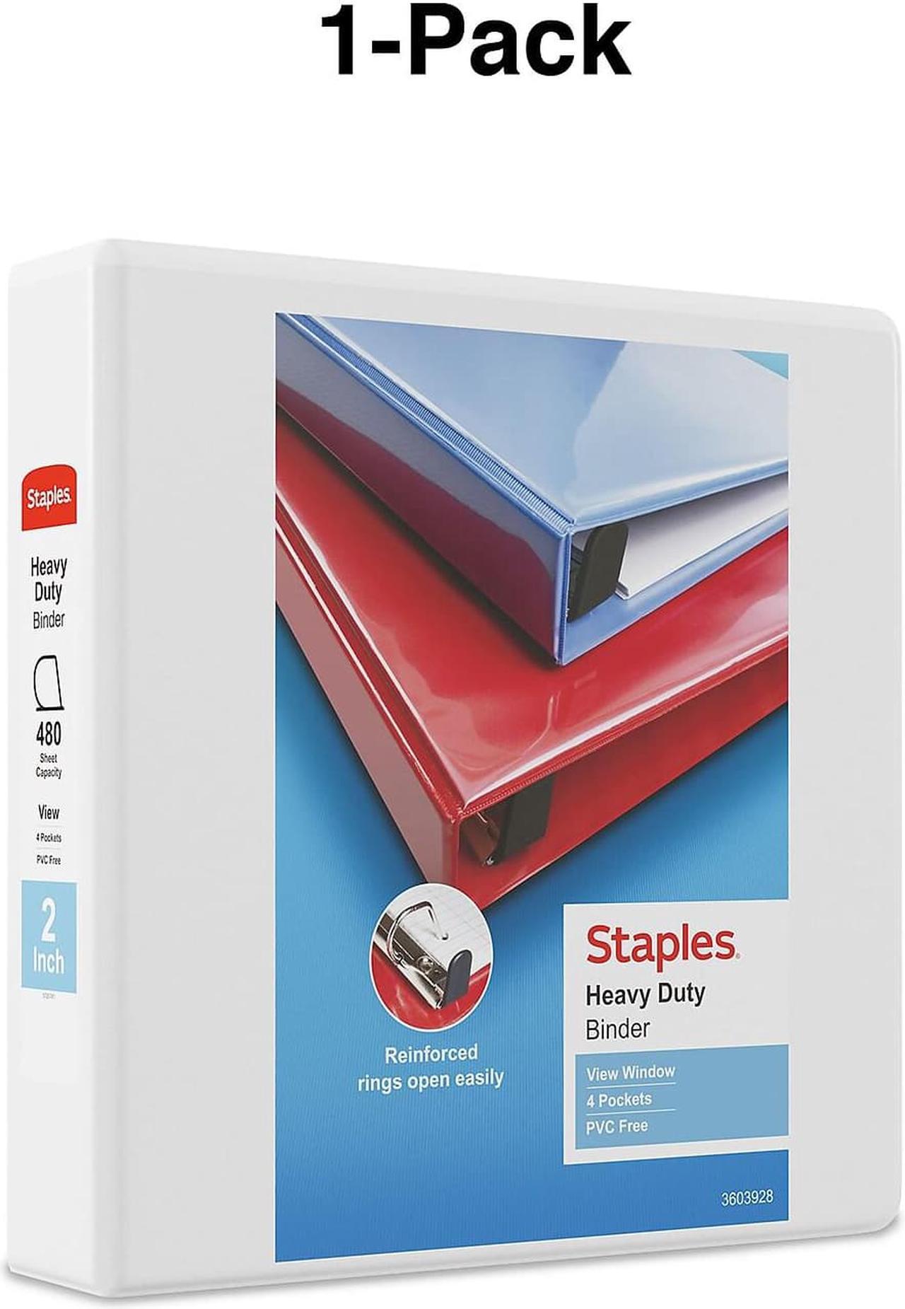 Alt view image 5 of 7 - Staples Heavy-Duty 2" 3-Ring View Binder White (24688-US/19899) 82671