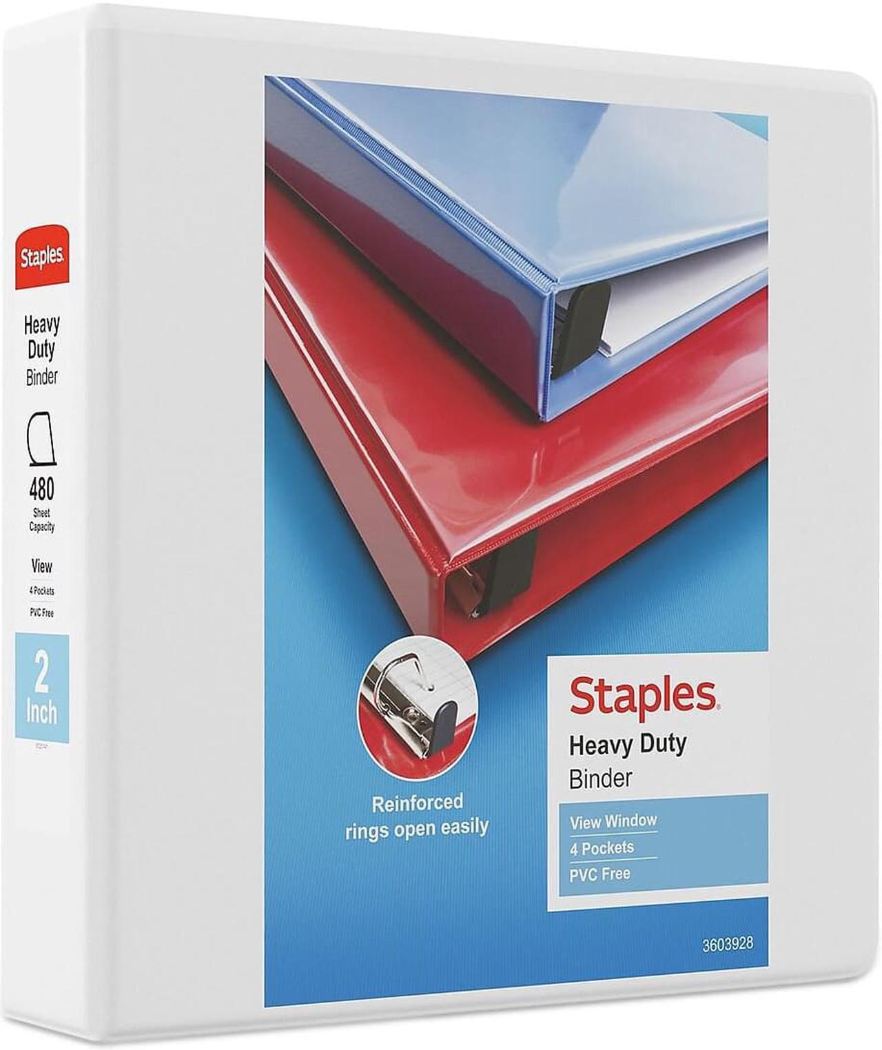 Main image of Staples Heavy-Duty 2" 3-Ring View Binder White (24688-US/19899) 82671