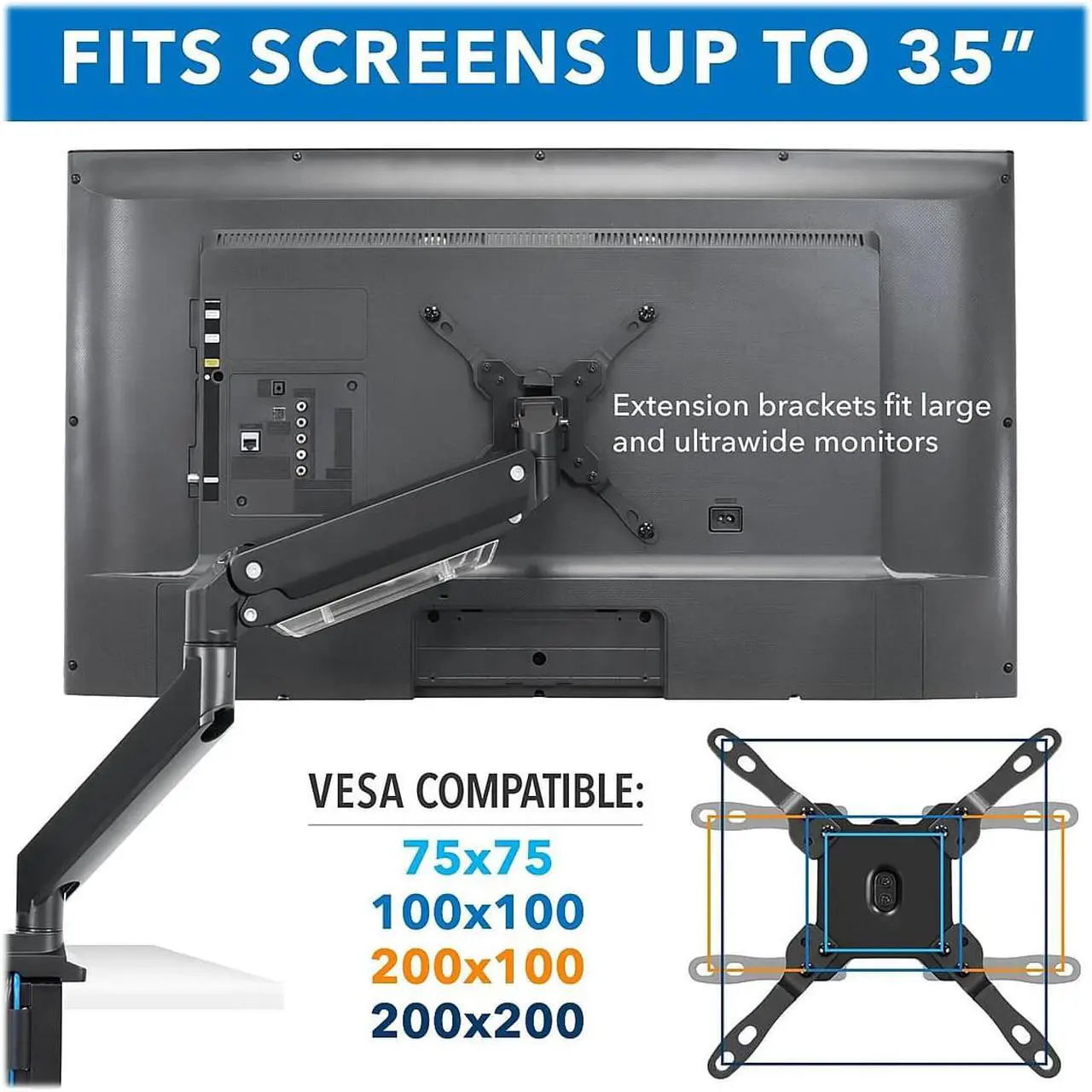 Alt view image 13 of 15 - Mount-It! Adjustable Dual-Monitor Mount Up to 35" Black (MI-4772)