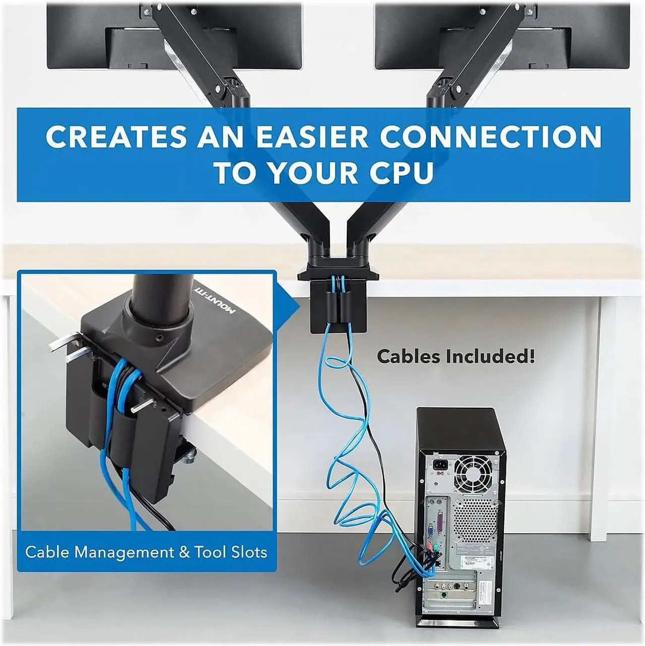 Alt view image 15 of 15 - Mount-It! Adjustable Dual-Monitor Mount Up to 35" Black (MI-4772)