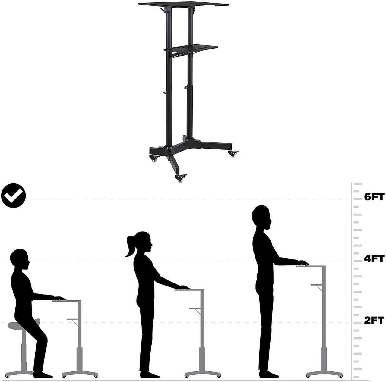 Alt view image 12 of 12 - Mount-It! 24"W Portable Lectern Adjustable Aluminum Standing Podium Black (MI-7971)