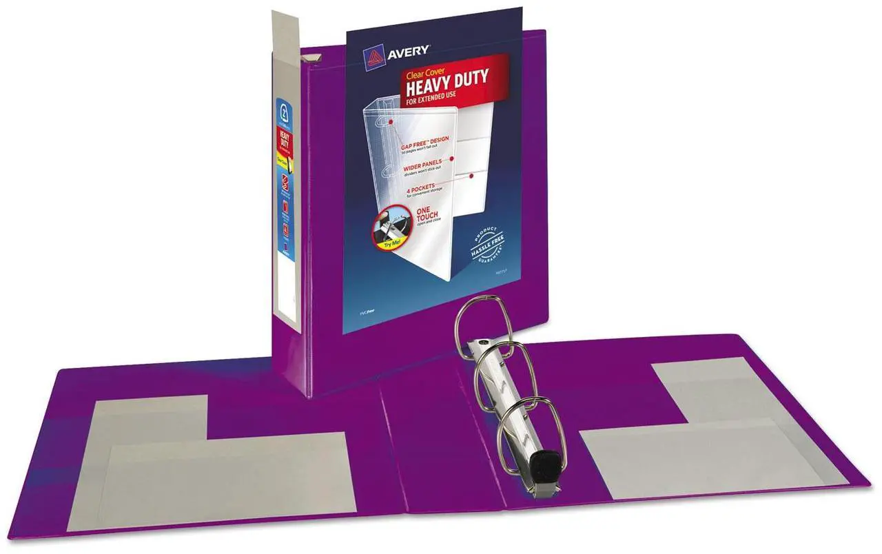 Alt view image 10 of 15 - Avery Heavy-Duty View Binder w/Locking EZD Rings 2" Cap Purple 79777