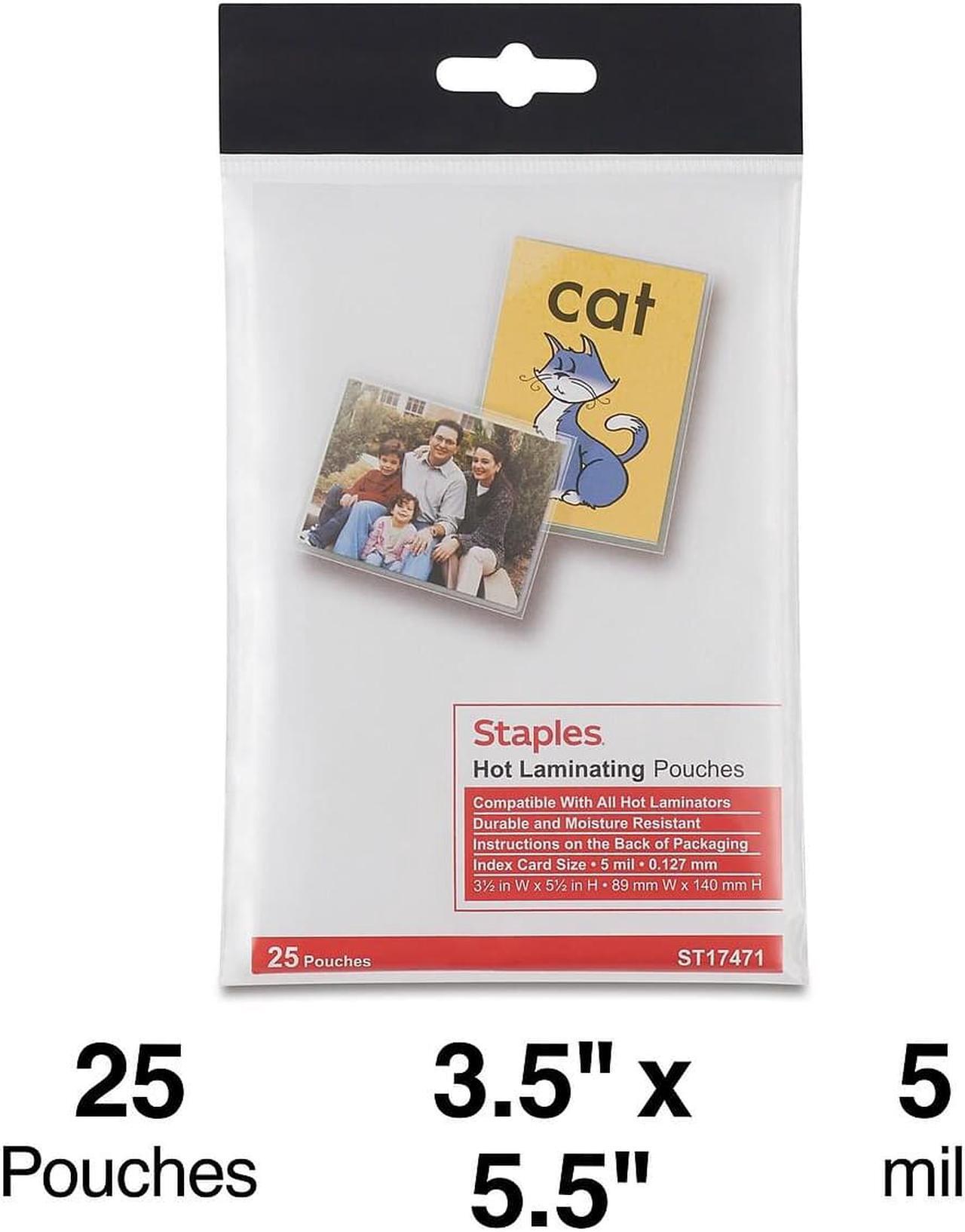 Alt view image 2 of 6 - Staples 5 mil Index Card Size Thermal Laminating Pouches 25 pack 17471