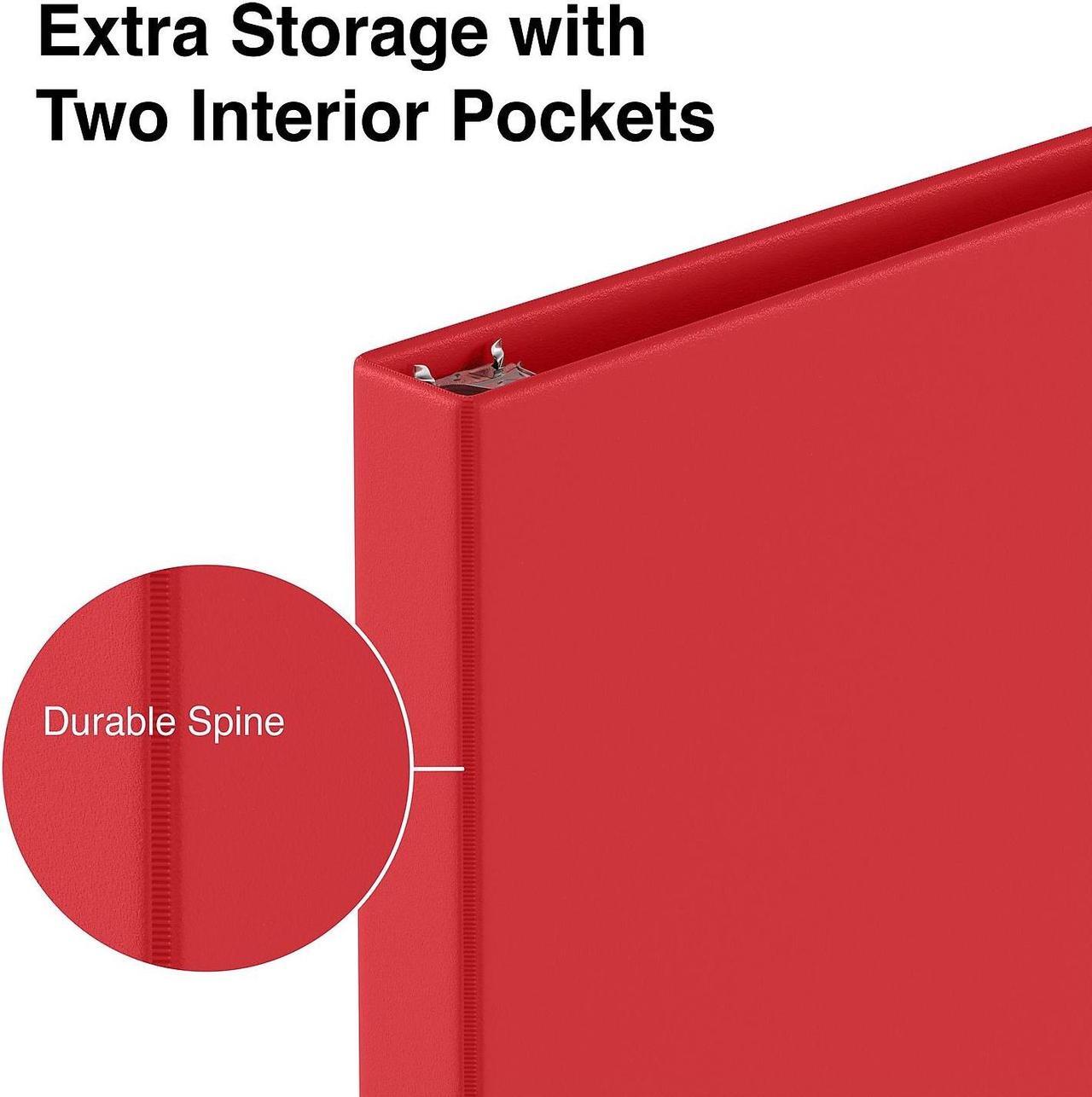 Alt view image 4 of 7 - Staples Simply .5-inch Light-Use Round 3-Ring Binder Red (26852) 26852-CC