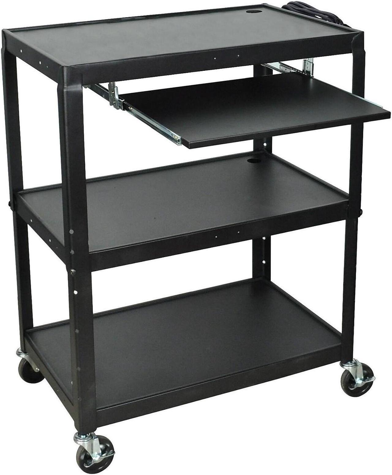 Alt view image 4 of 13 - Luxor Adjustable Steel A/V Cart with Keyboard Shelf